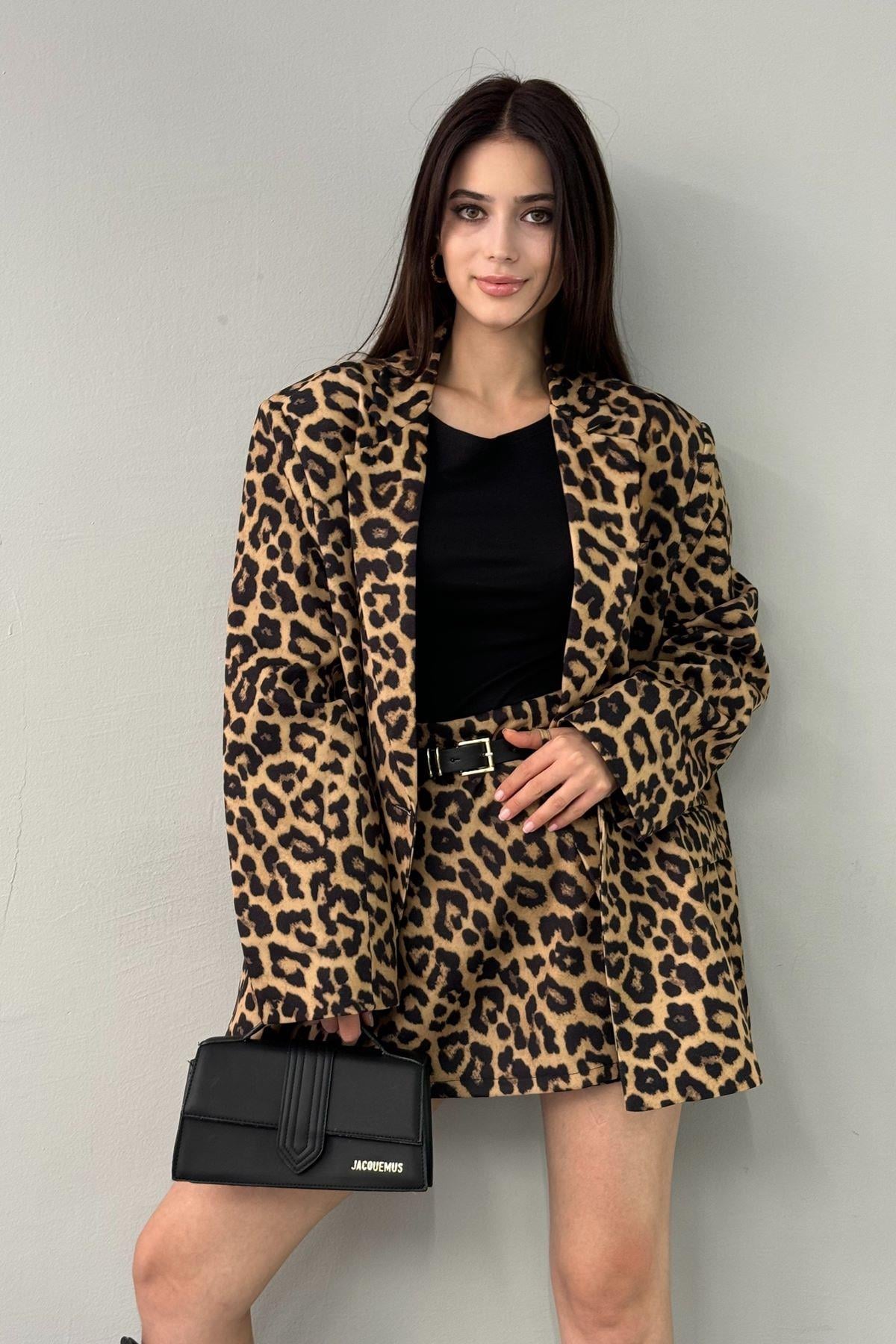 LEOPAR DESEN OVERSİZE CEKET