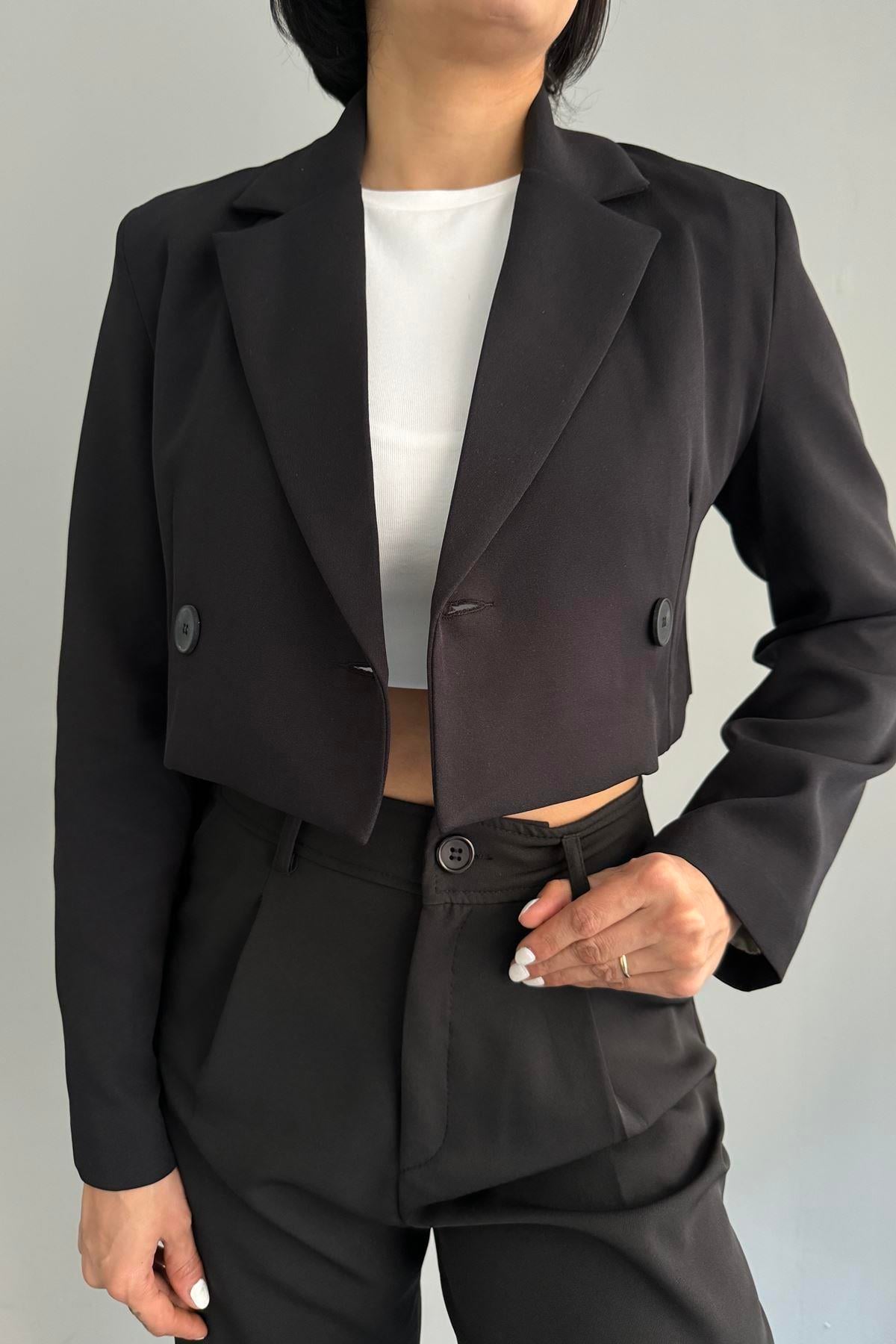 TEK DÜĞME CROP CEKET