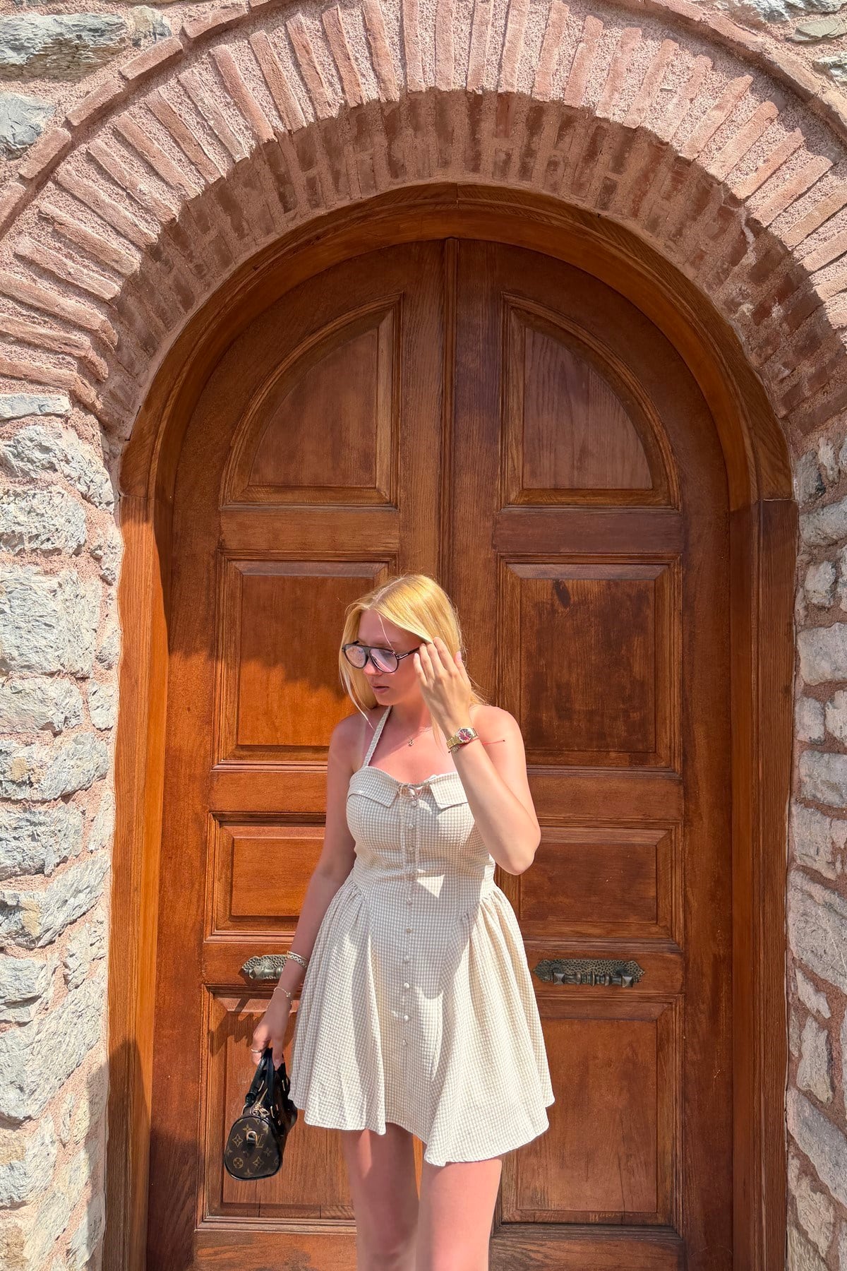 ÇOBAN NAKIŞ DETAYLI MİNİ ELBİSE