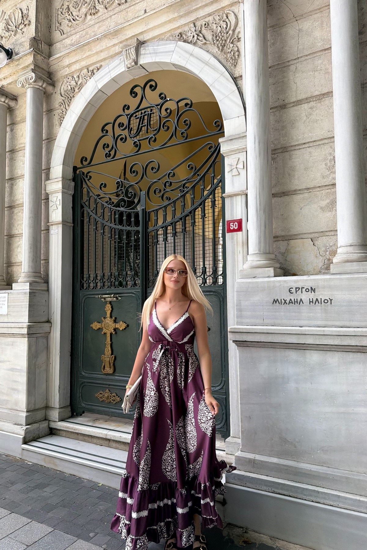 DESENLİ SATEN ELBİSE