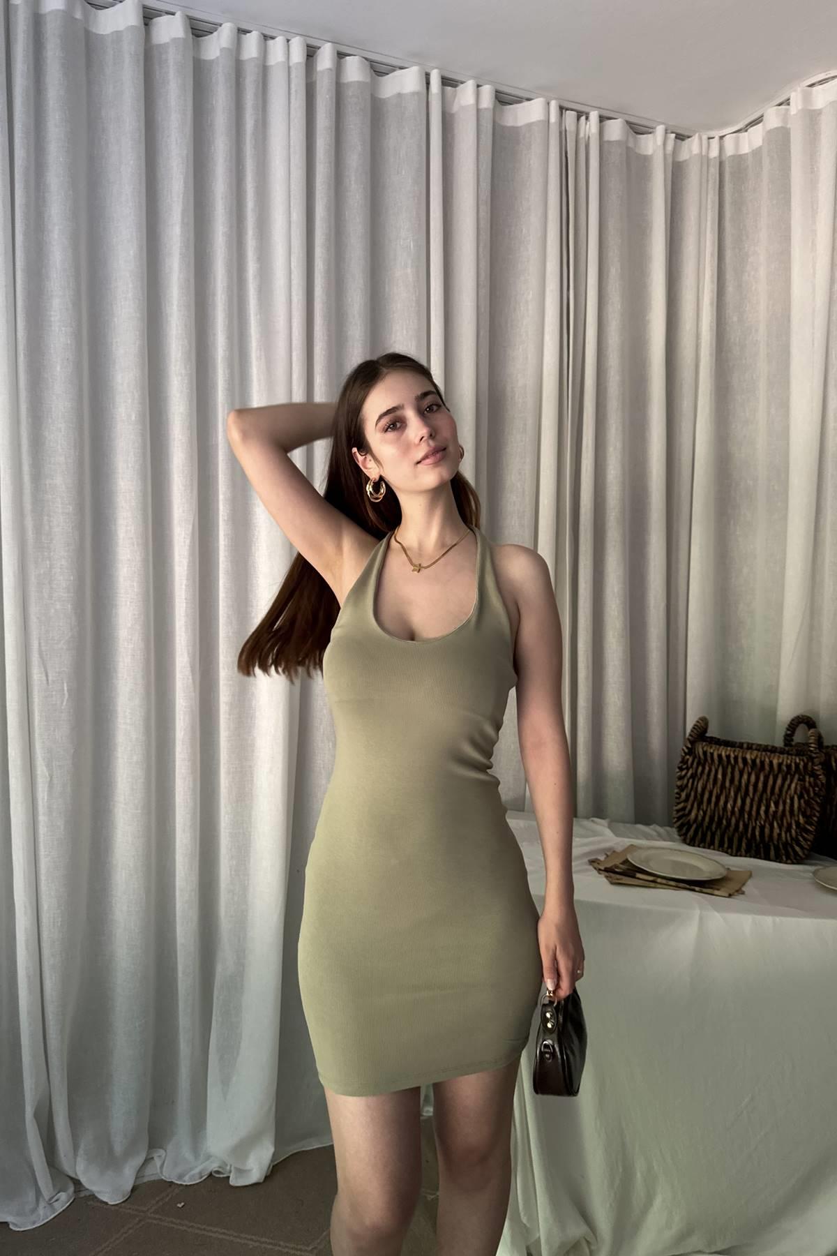 HALTER YAKA MİNİ ELBİSE