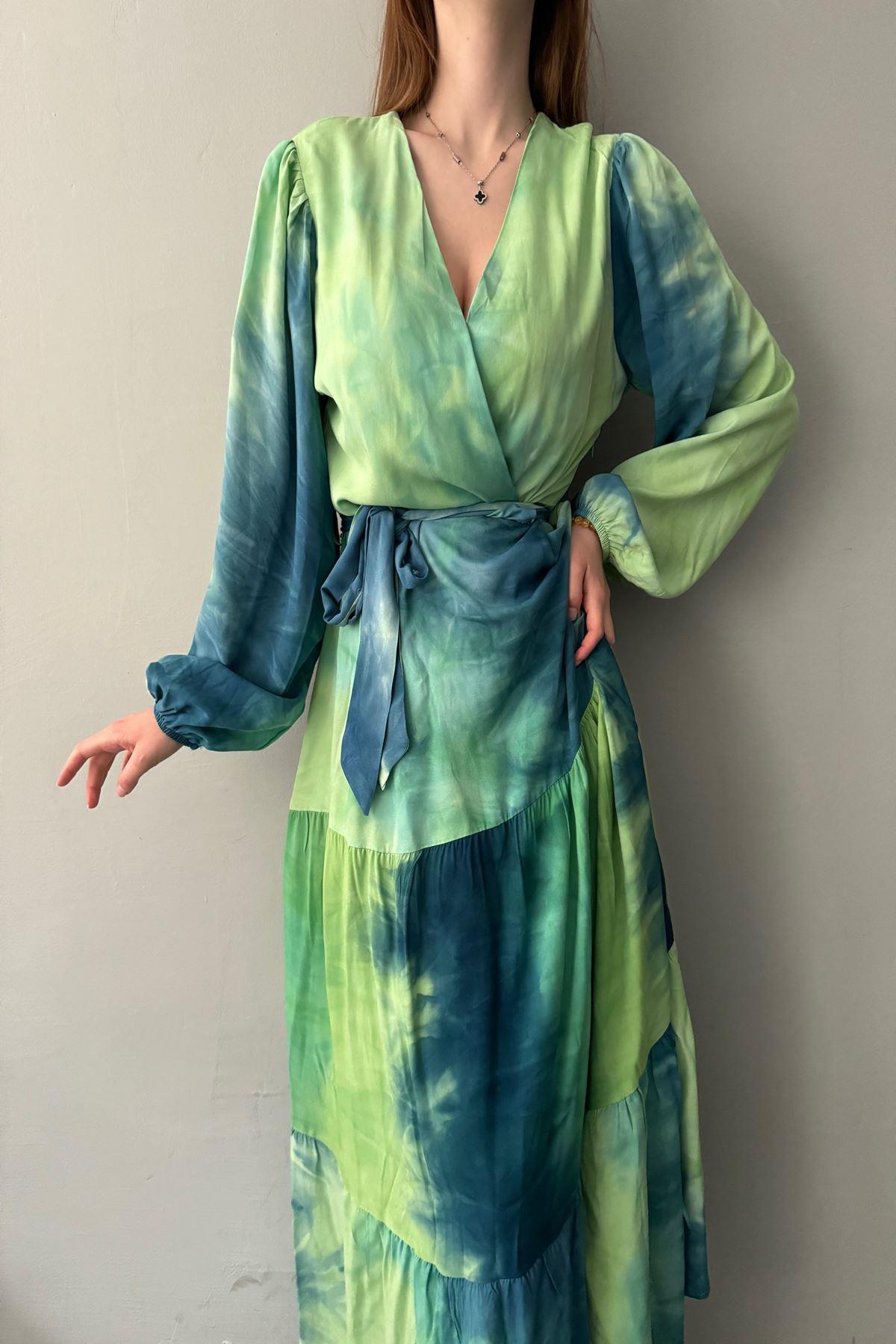 KRUVAZE YAKA ÇİNGENE ELBİSE