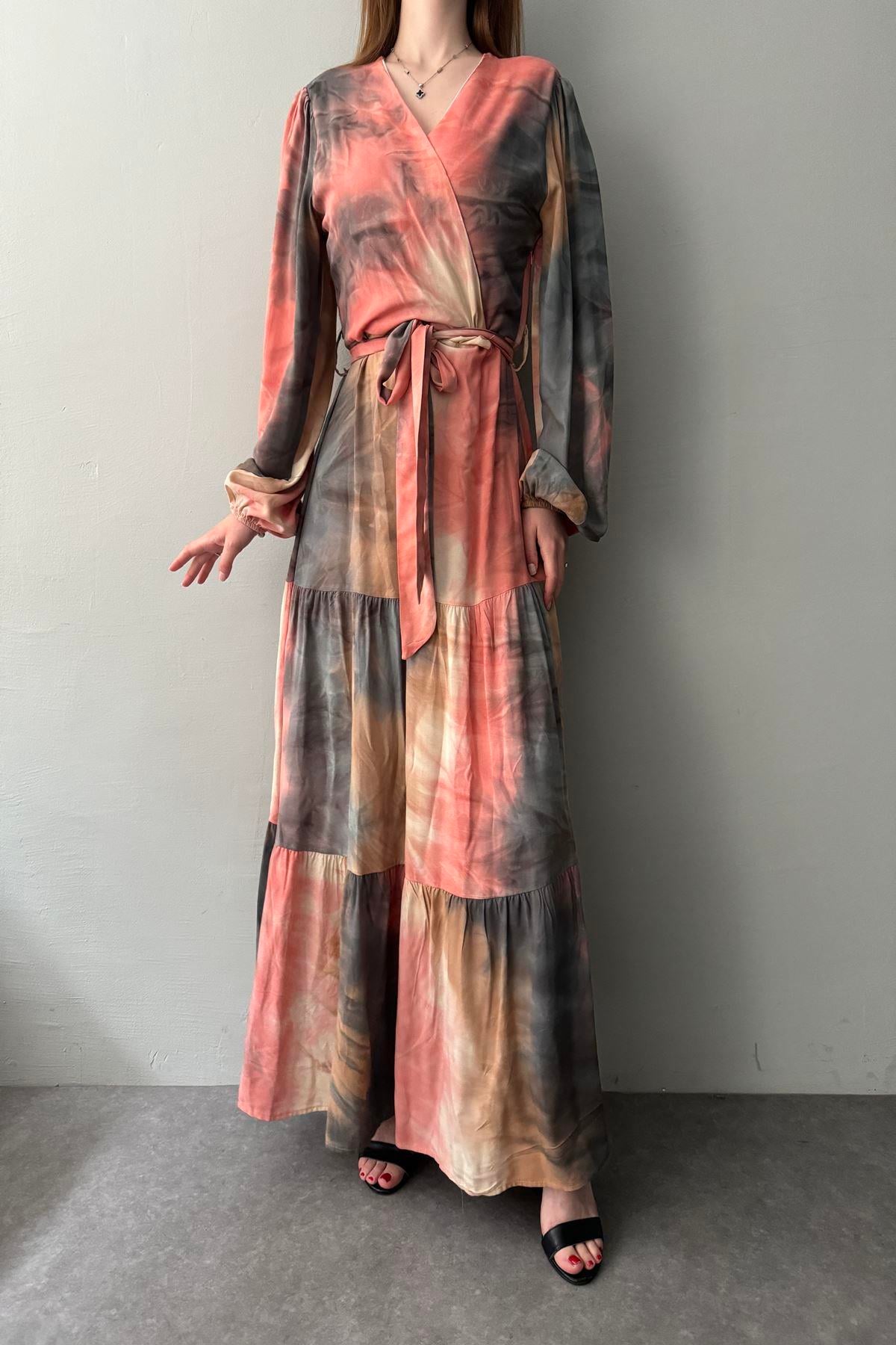 KRUVAZE YAKA ÇİNGENE ELBİSE