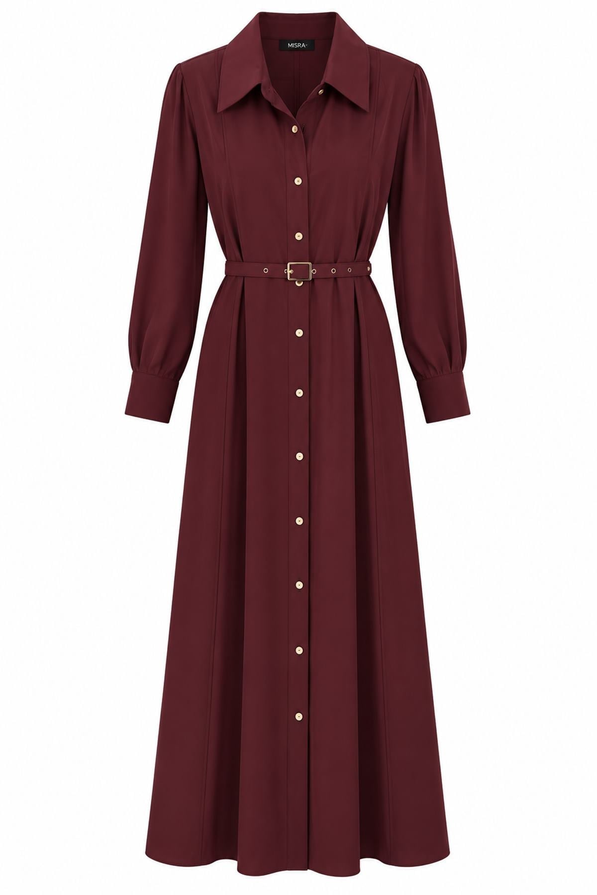 ÖN DÜĞMELİ KEMERLİ TENCEL GÖMLEK ELBİSE