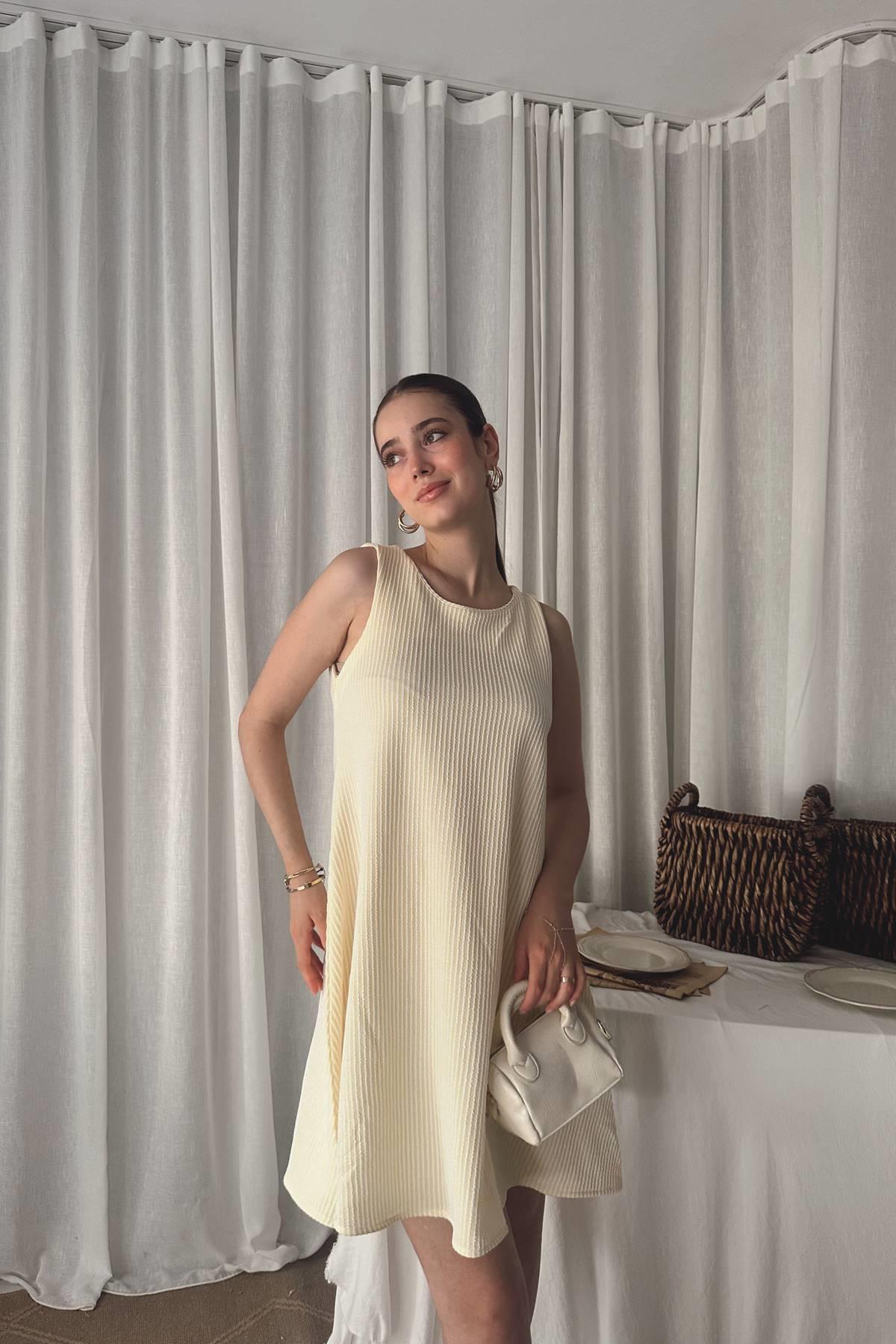 ÖRME ÇİZGİLİ ELBİSE