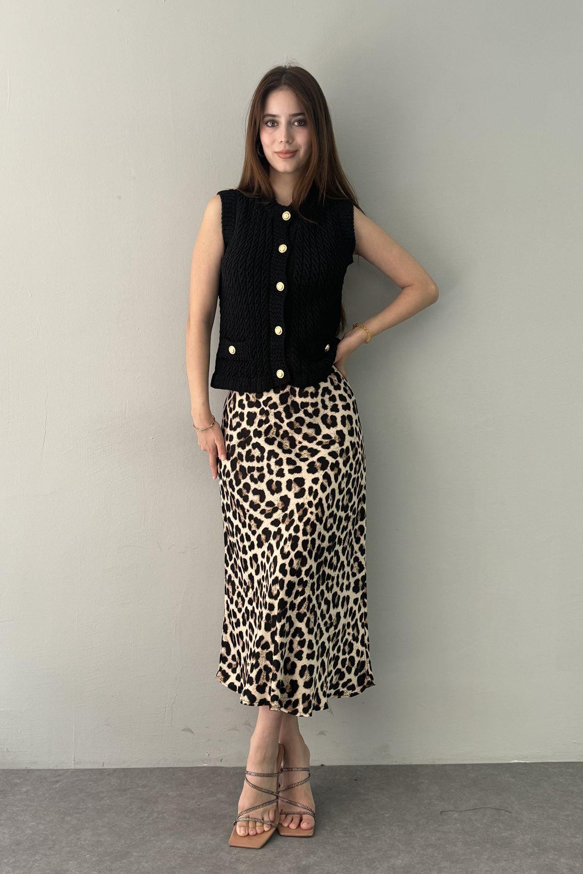 LEOPAR DESEN SATEN VEREV ETEK