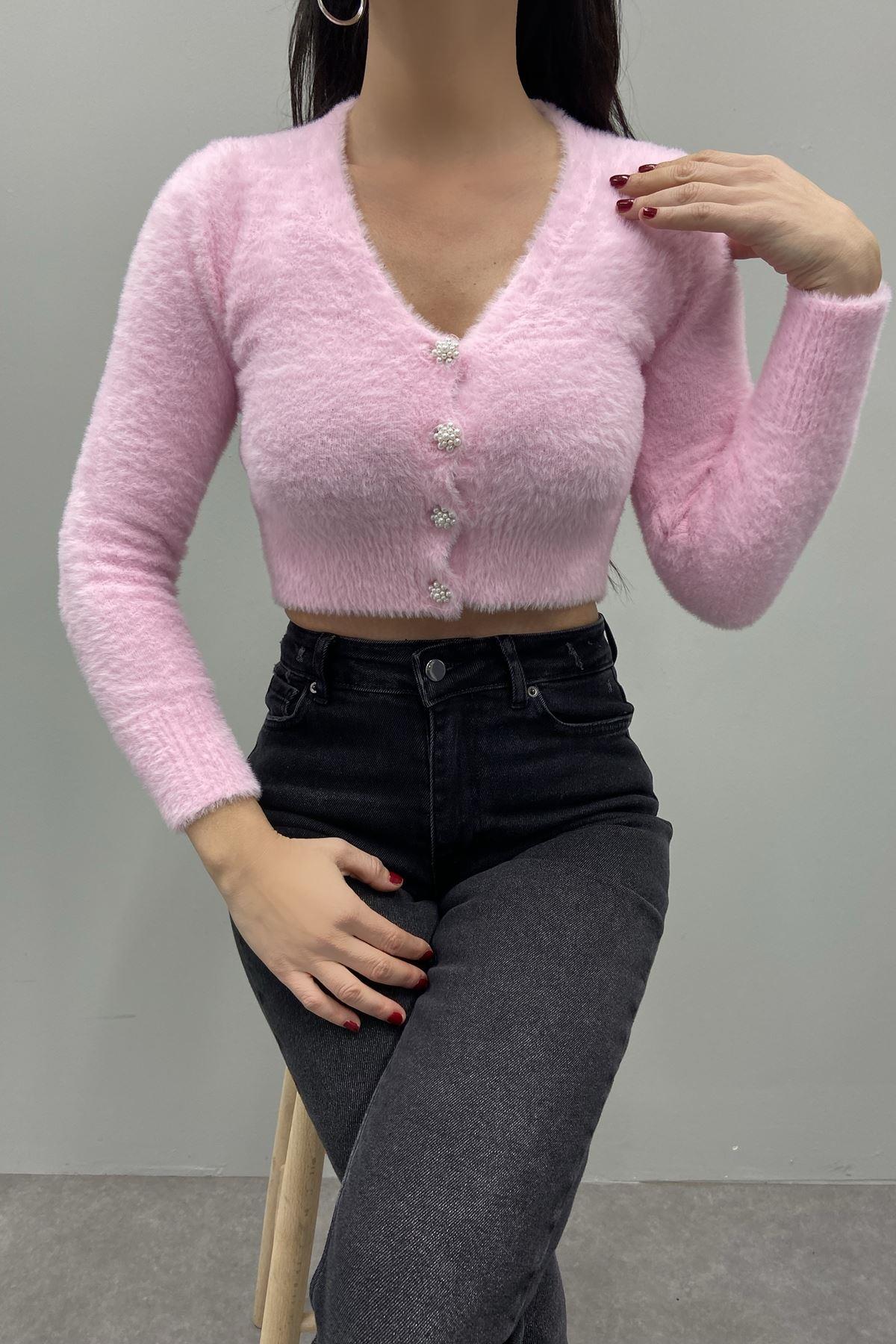 TAŞ DÜĞME DETAYLI YUMOŞ HIRKA