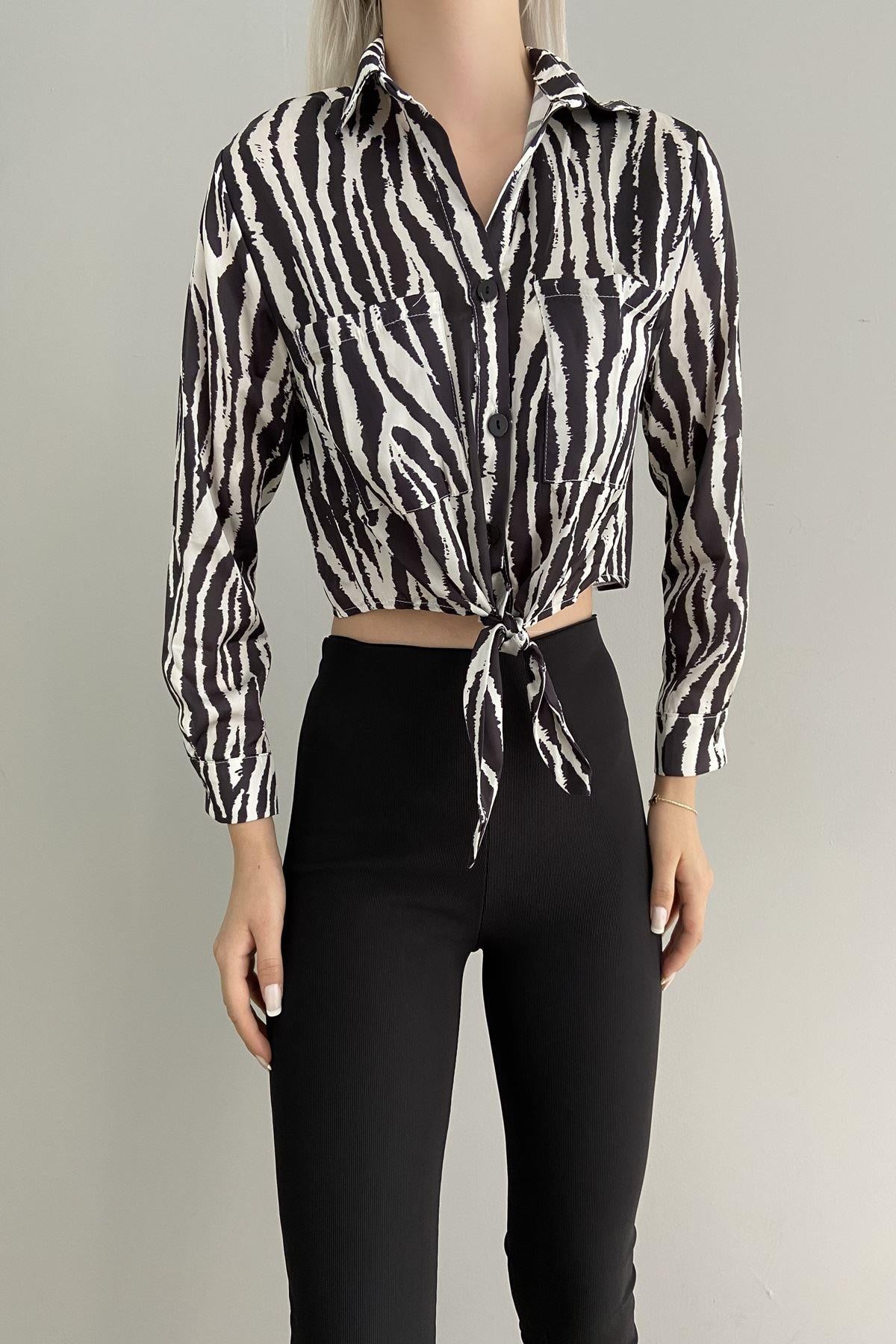 11527 QUZU ZEBRA DESENLİ GÖMLEK