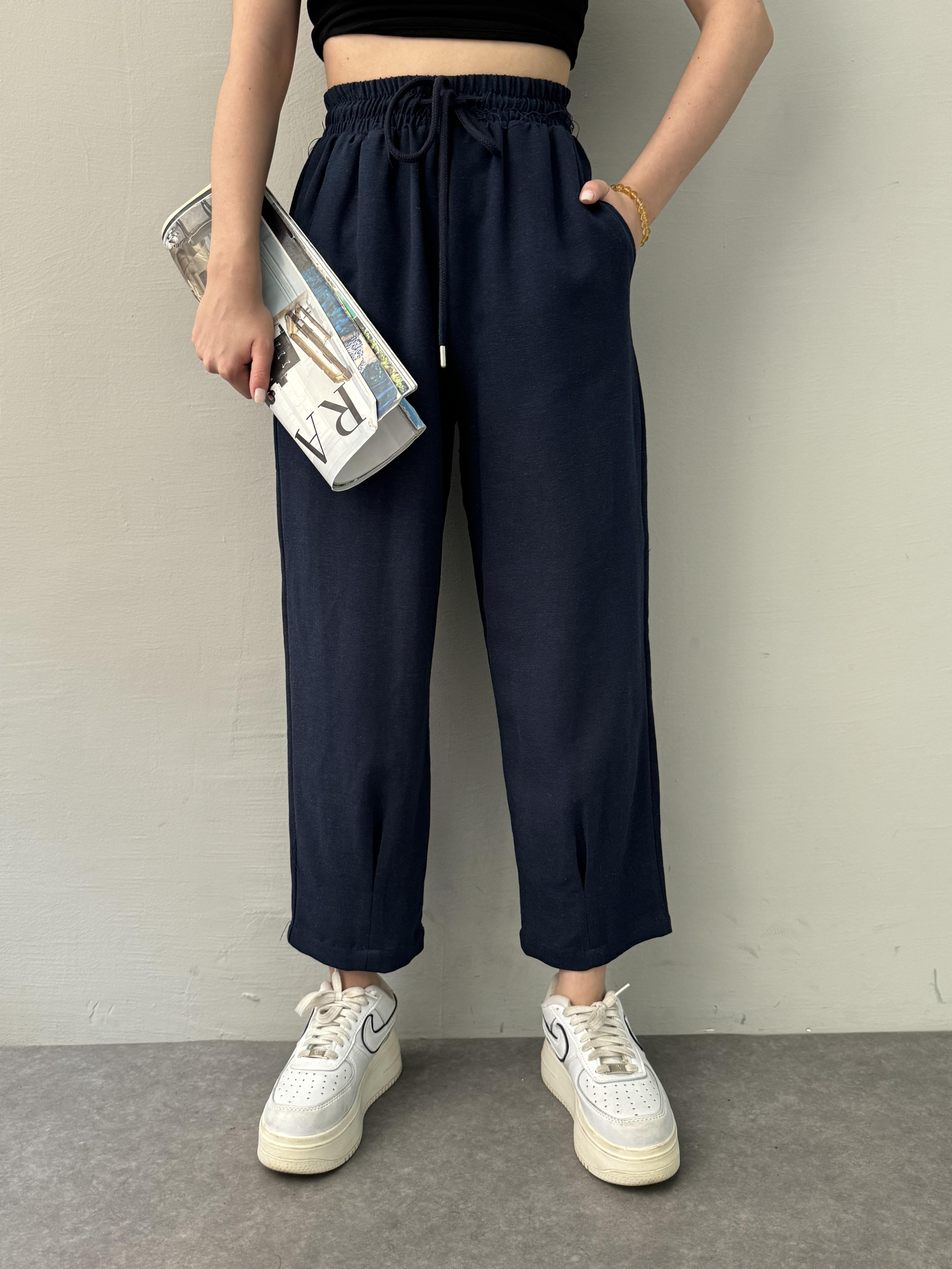 4012 MISRA BEL LASTİKLİ PAÇA DİKİŞLİ PANTALON