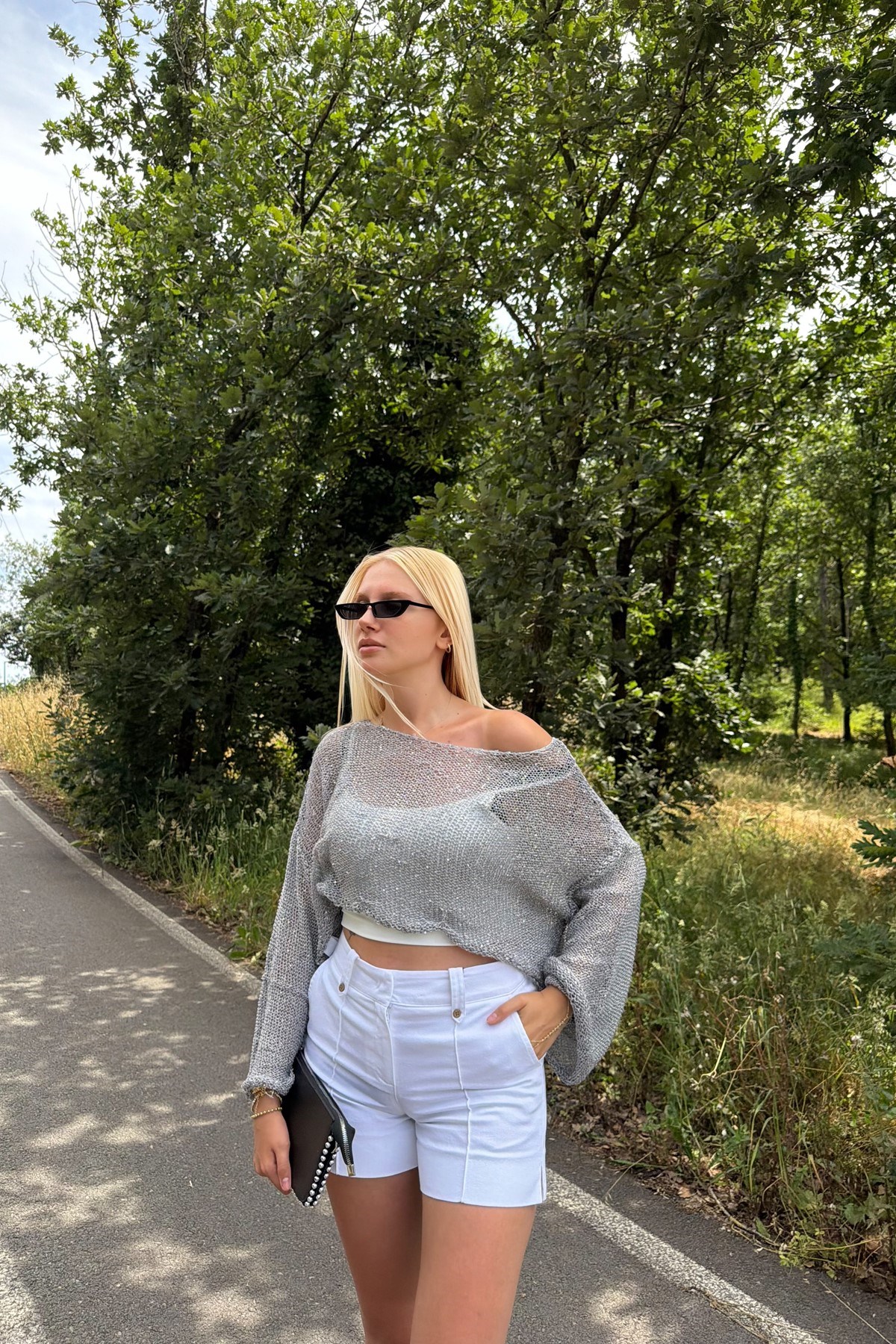 PARLAK TAŞLI BEACH CROP TOP