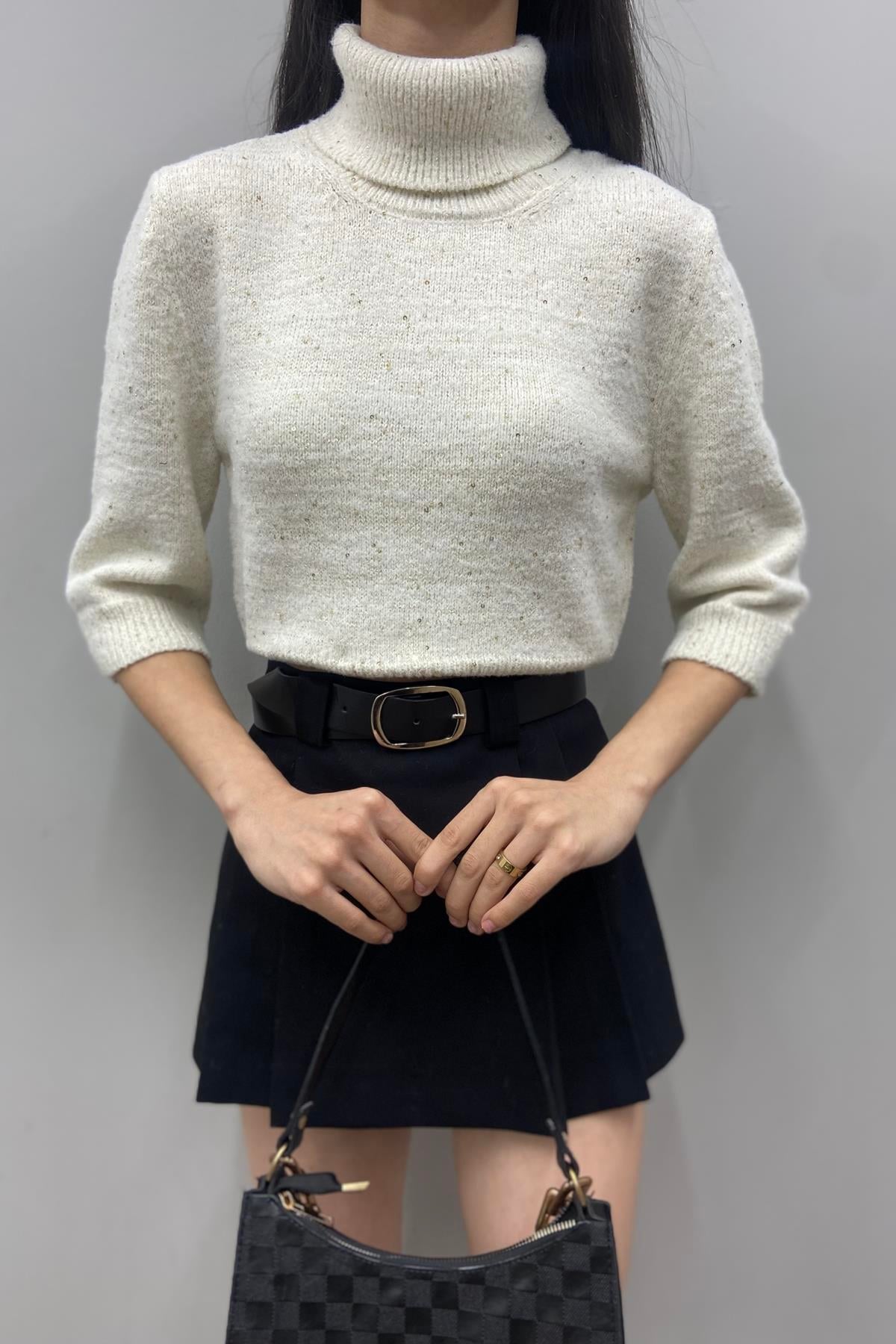 PULLU BALIKÇI YAKA KISA KOL CROP TRIKO