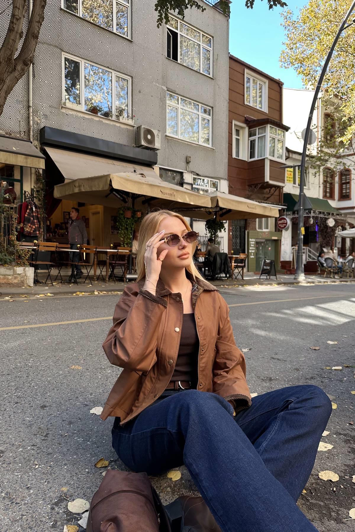 KADİFE YAKA DETAYLI CEKET