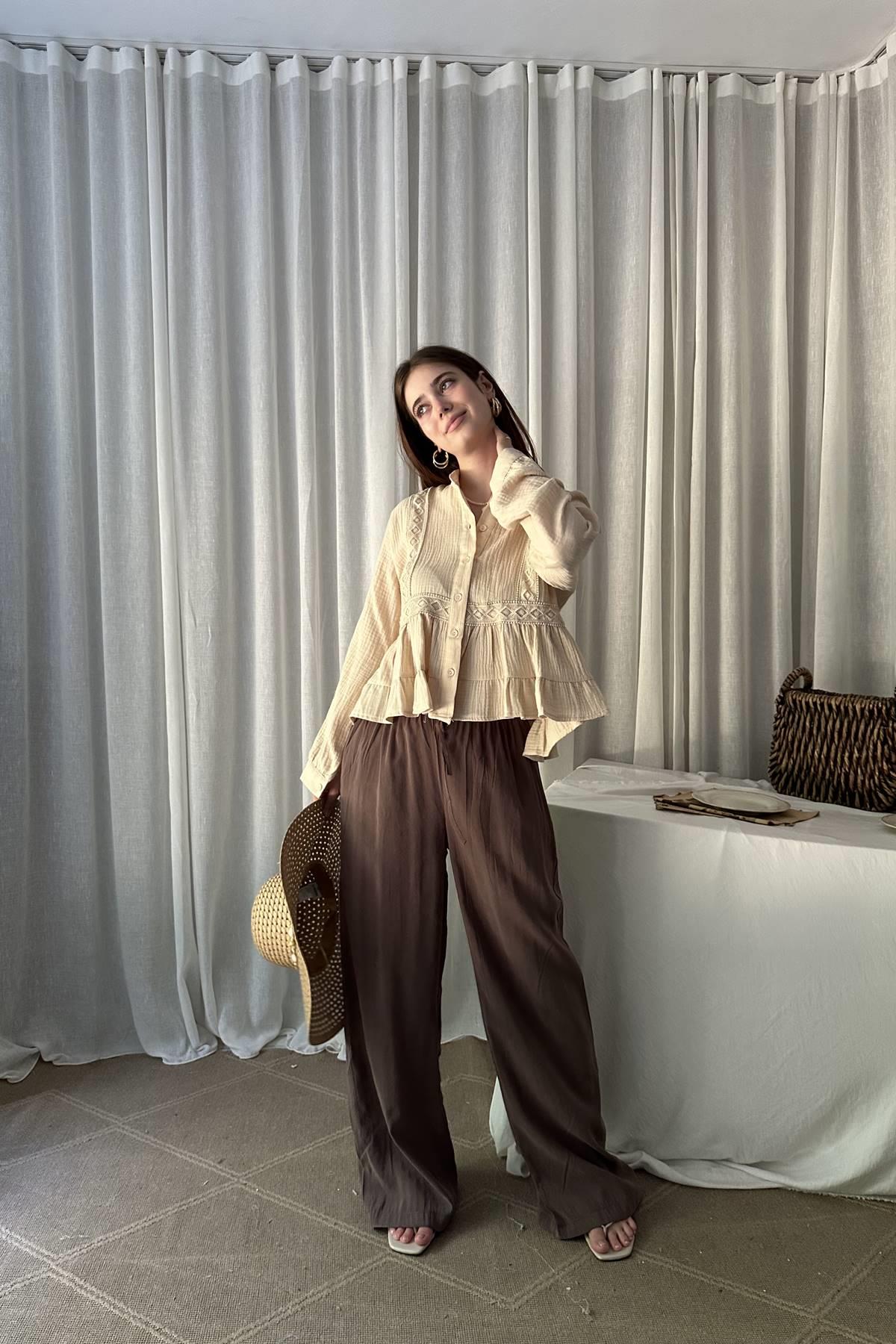 BEL BAĞCIK DETAY TENCEL PANTOLON