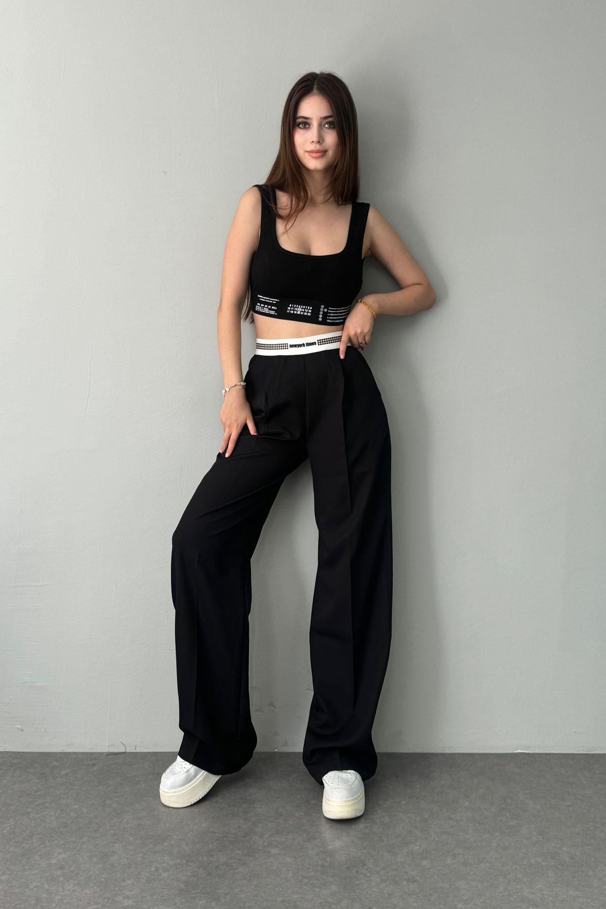 BEL LASTİK DETAYLI PANTOLON