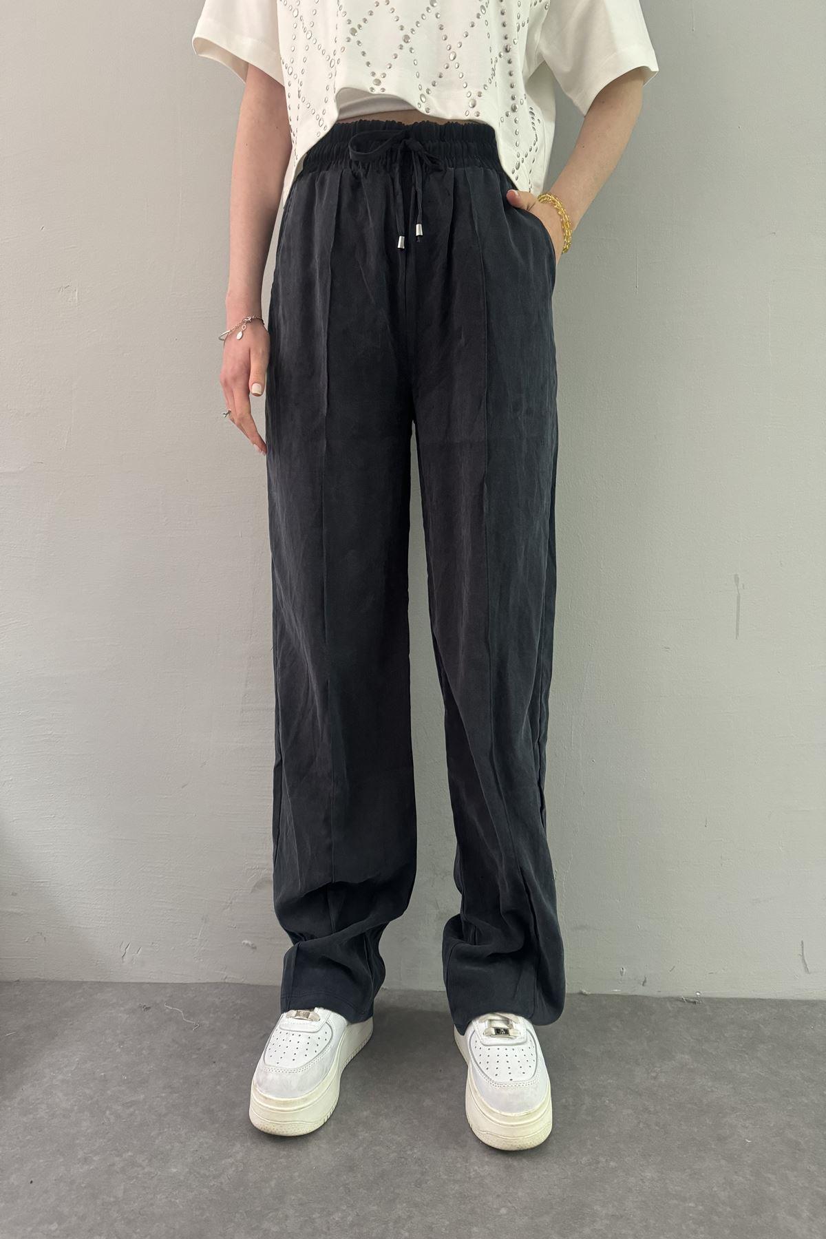 BEL LASTİKLİ ÇİMALI TENCEL PANTOLON