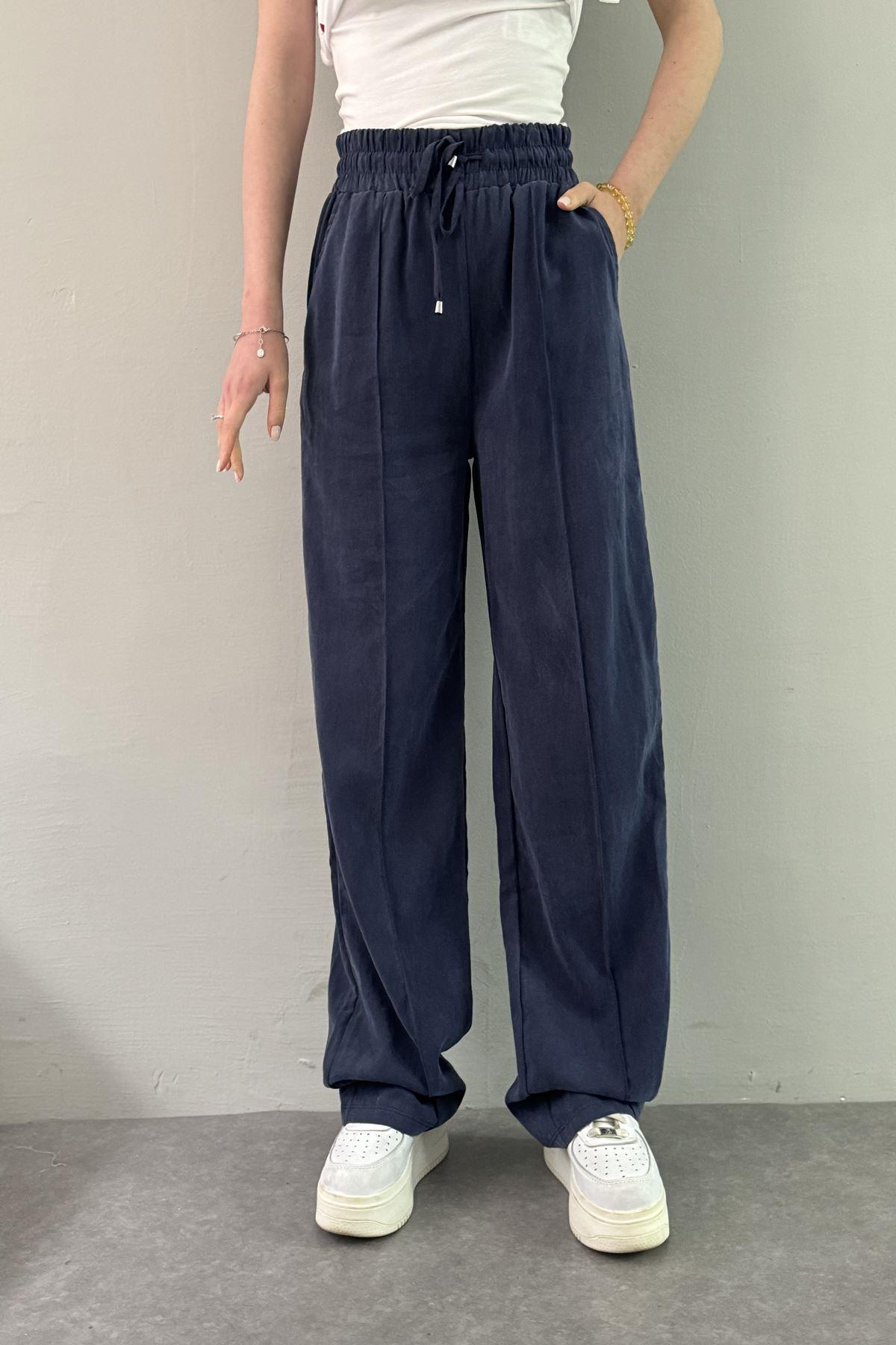 BEL LASTİKLİ ÇİMALI TENCEL PANTOLON