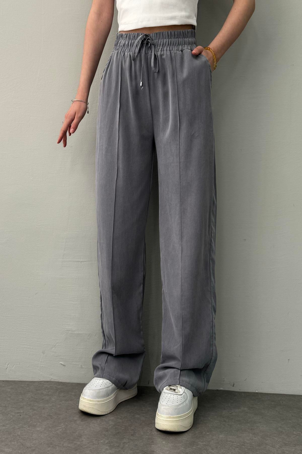 BEL LASTİKLİ ÇİMALI TENCEL PANTOLON