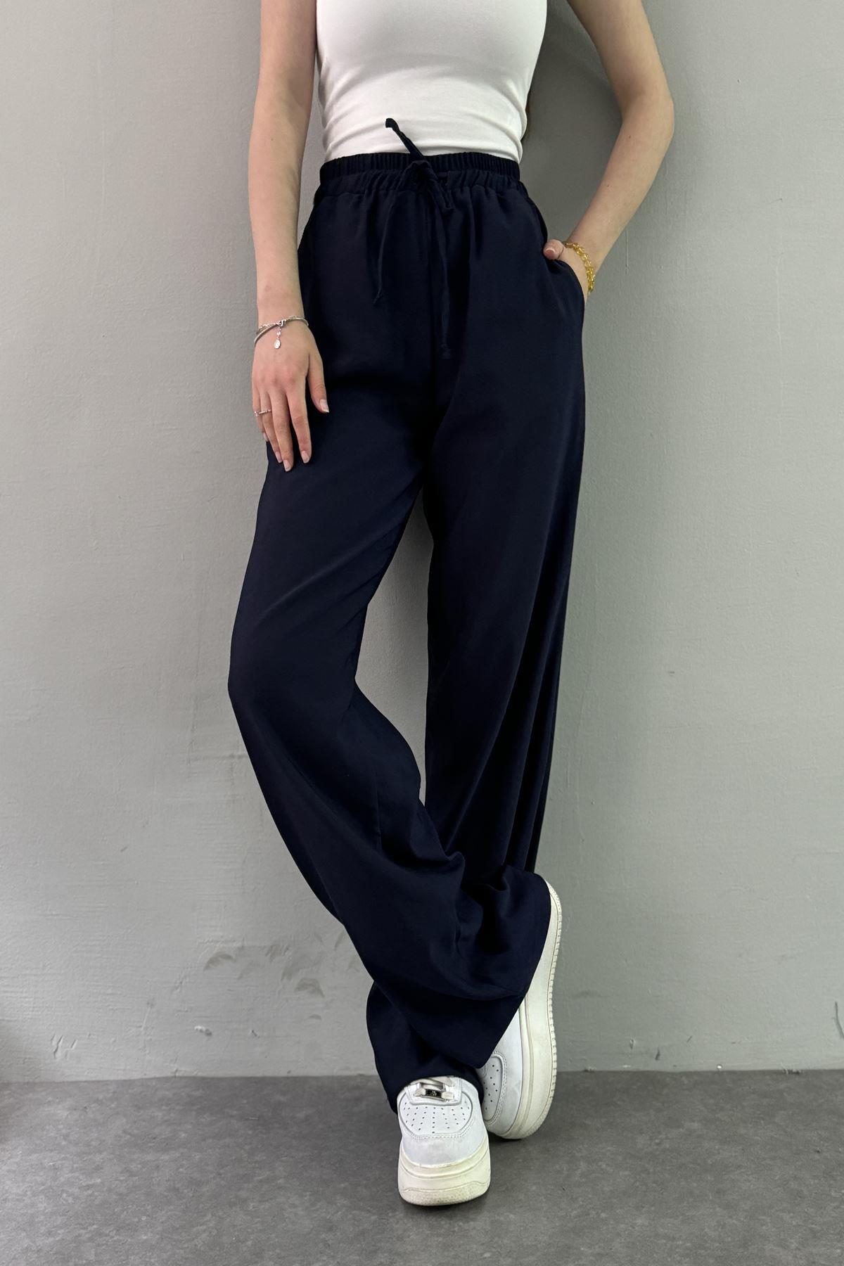 BEL LASTİKLİ KETEN PANTOLON