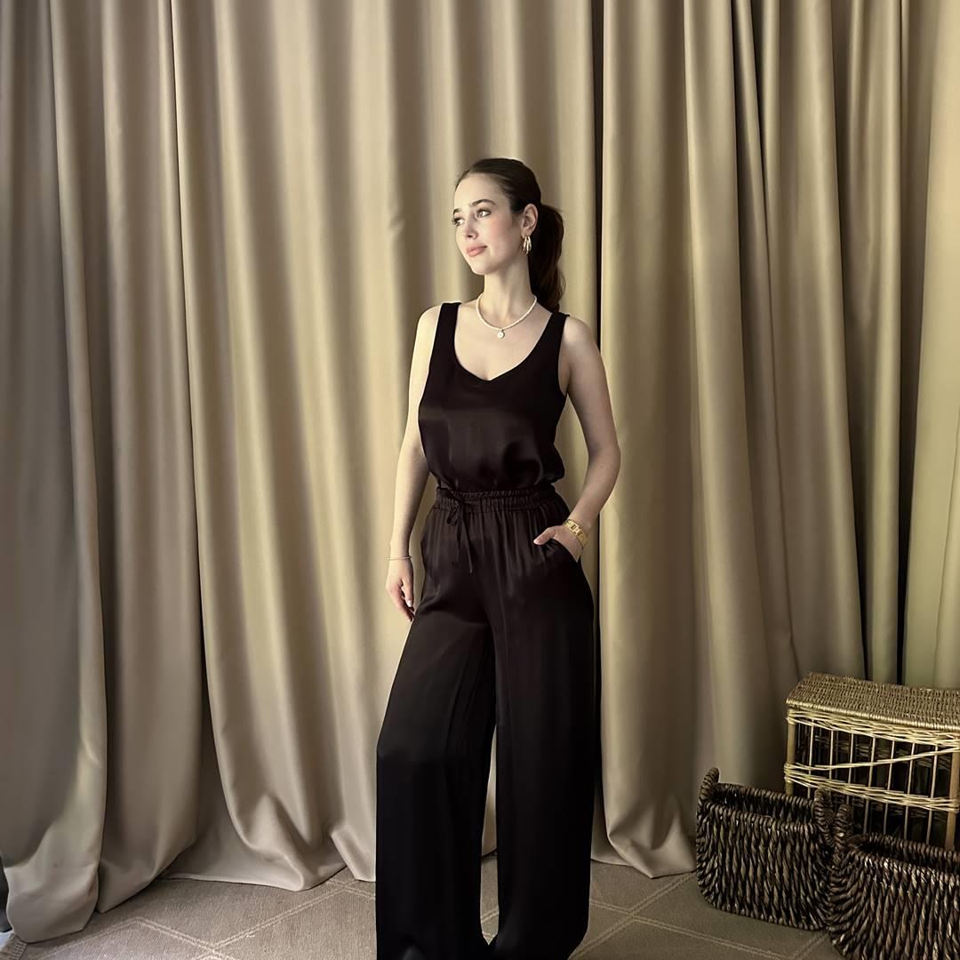 BEL LASTİKLİ SATEN PANTOLON