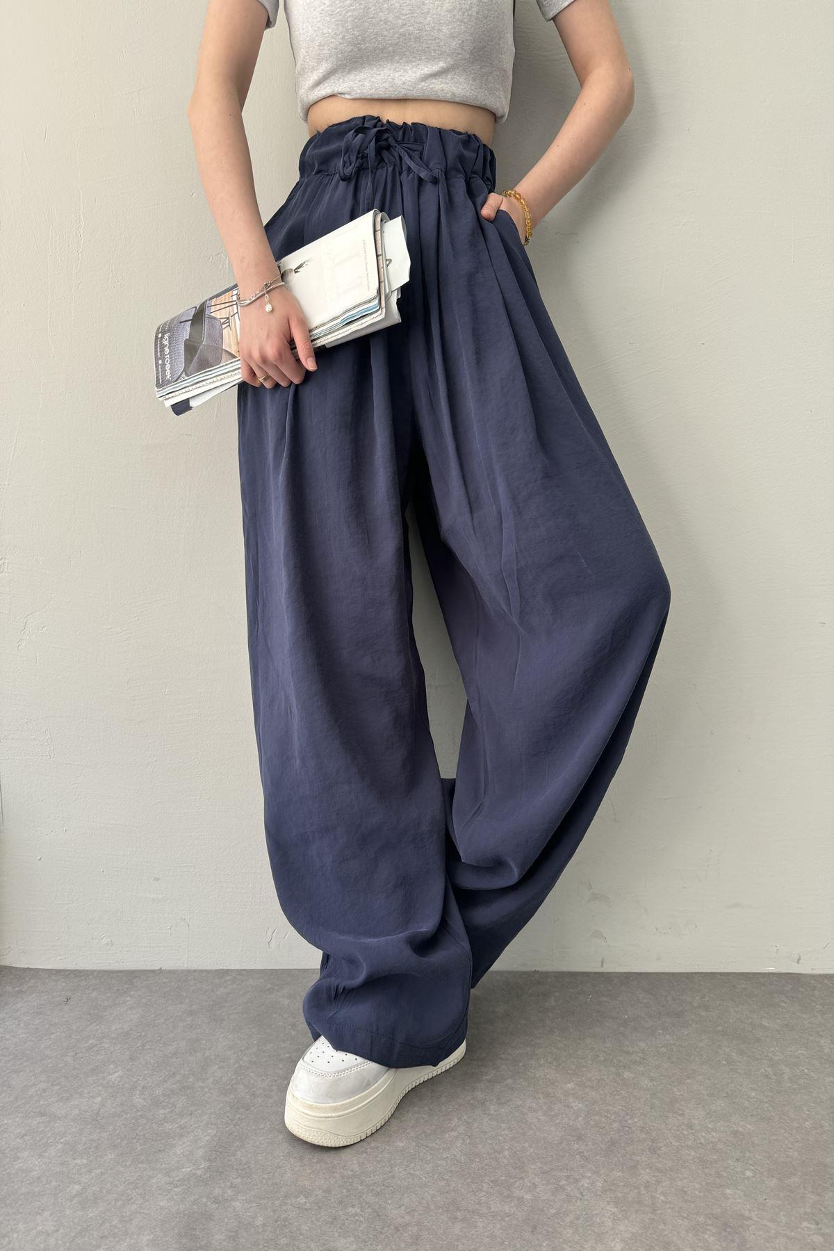 BEL LASTİKLİ TENCEL BOL  PANTOLON