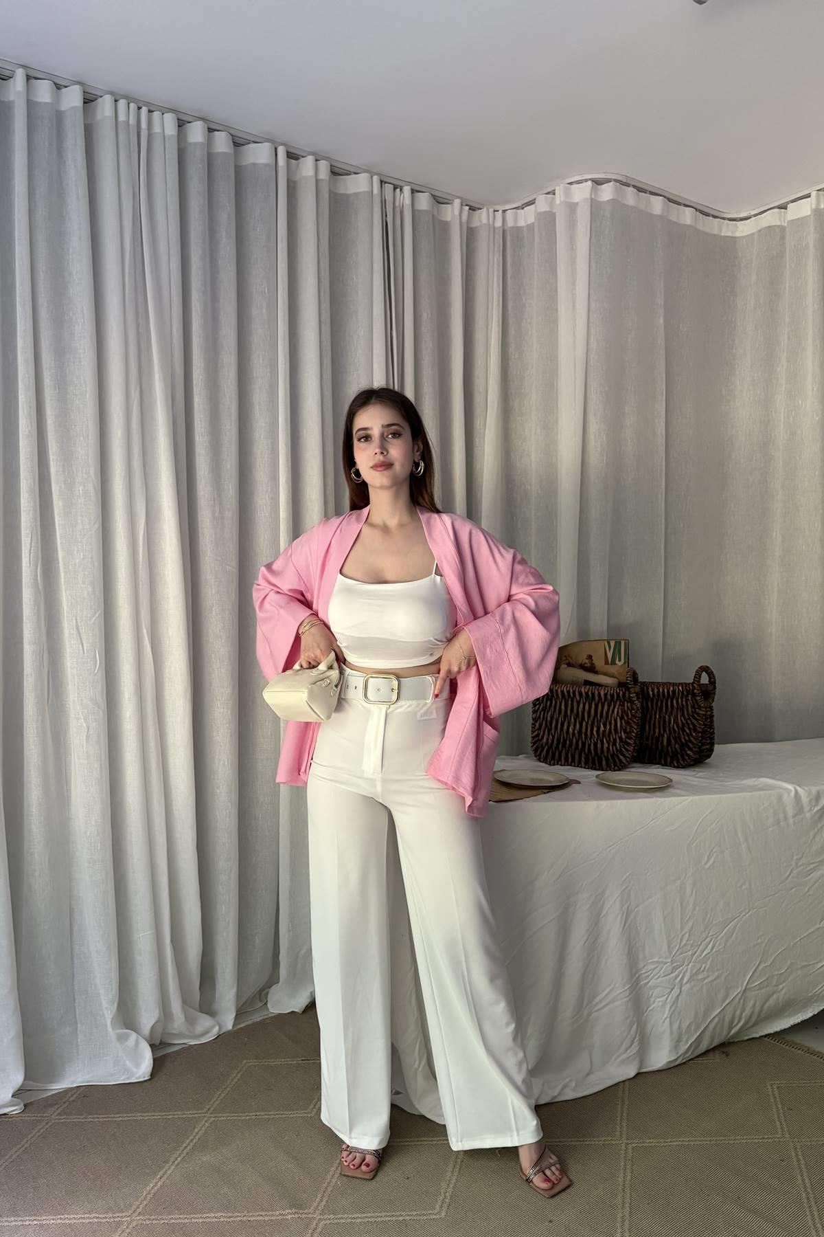 BOL PAÇA KEMERLİ PANTALON