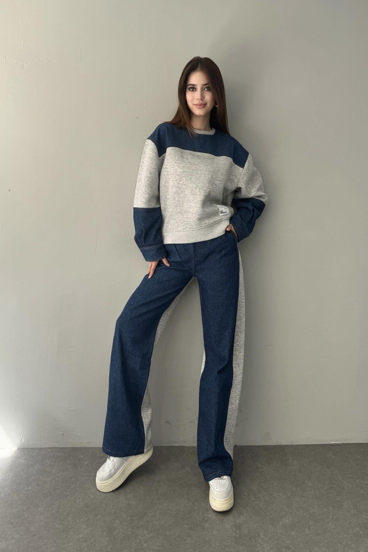 DENİM DETAYLI PANTOLON