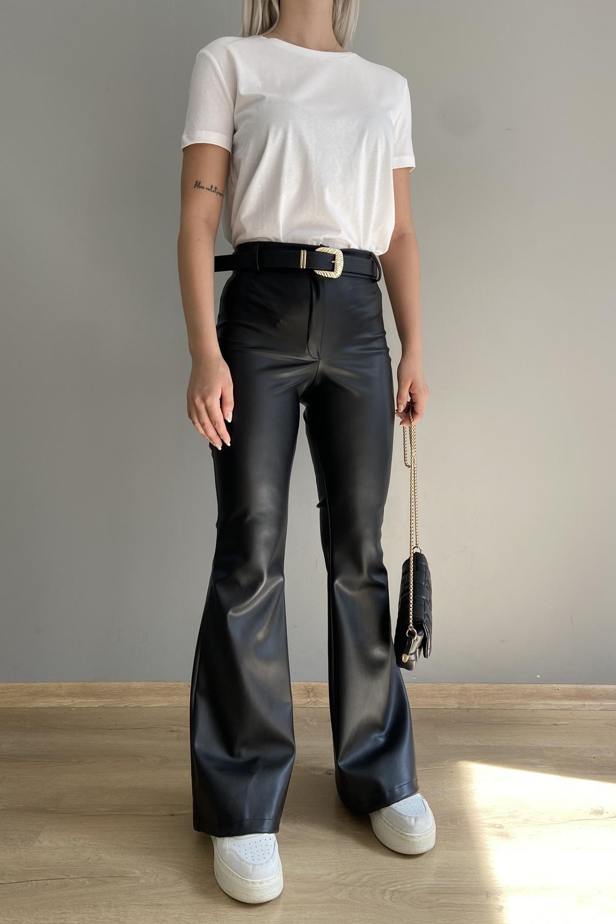 İSPANYOL PAÇA DERİ PANTALON