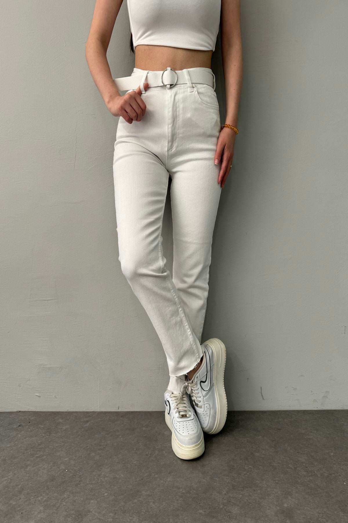 LİKRALI KEMERLI KOT PANTOLON