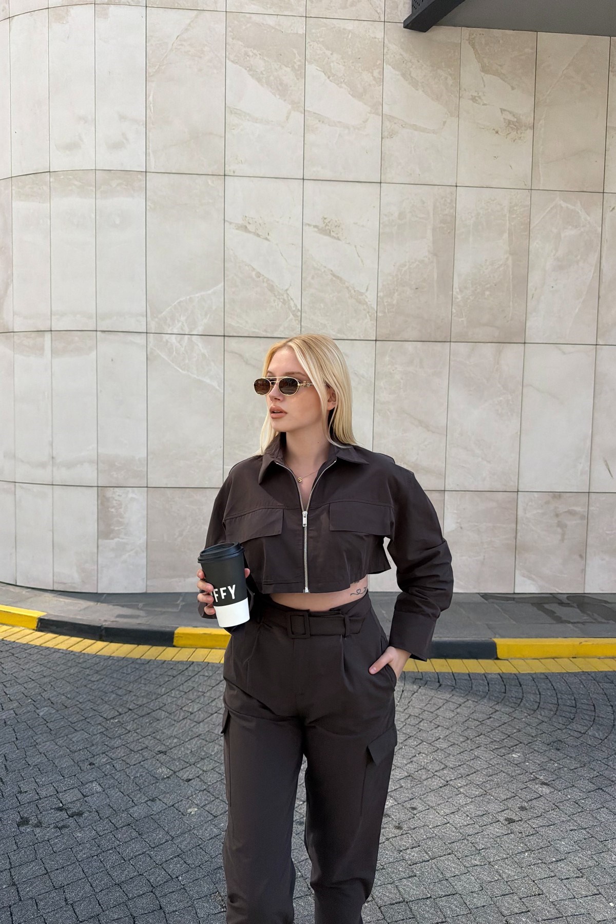 PARAŞÜT KUMAŞ CROP MONT PANTOLON TAKIM