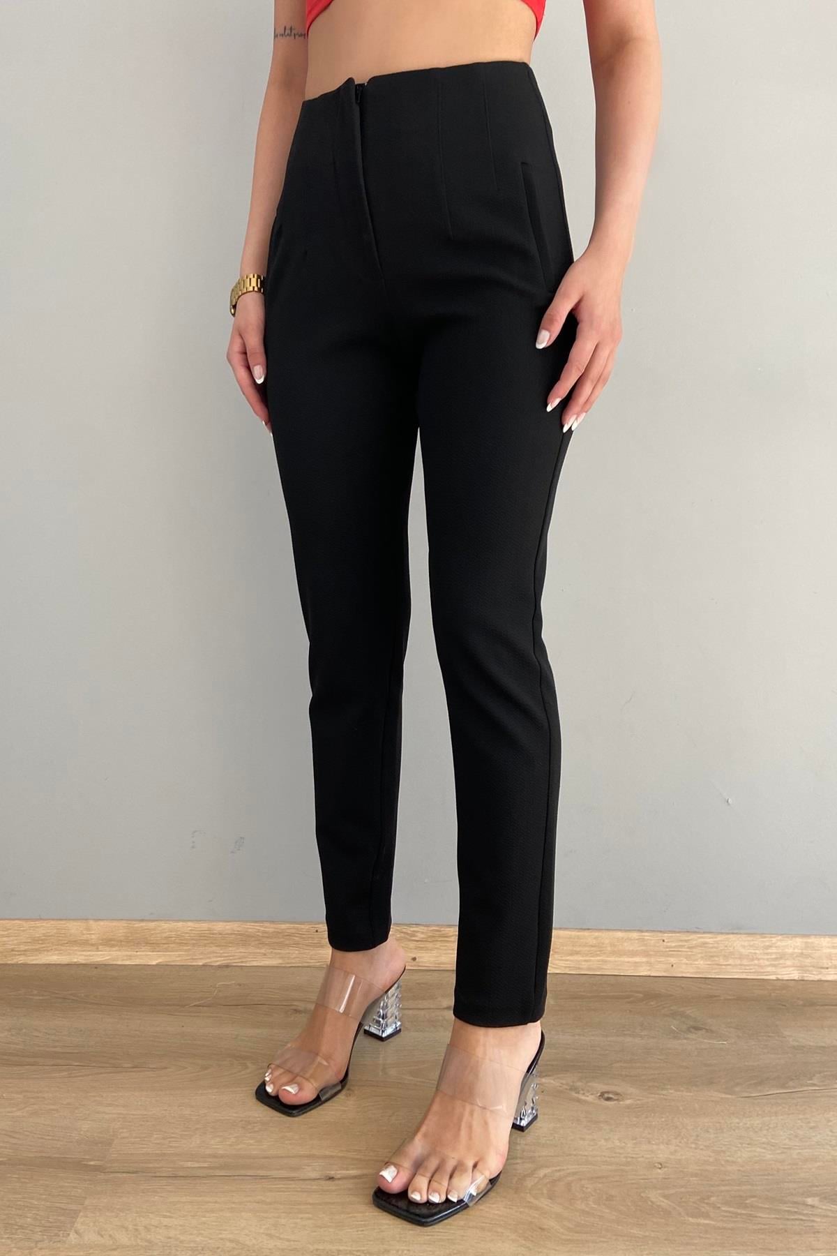 NERVÜRLÜ CREP FUL LİKRA PANTOLON