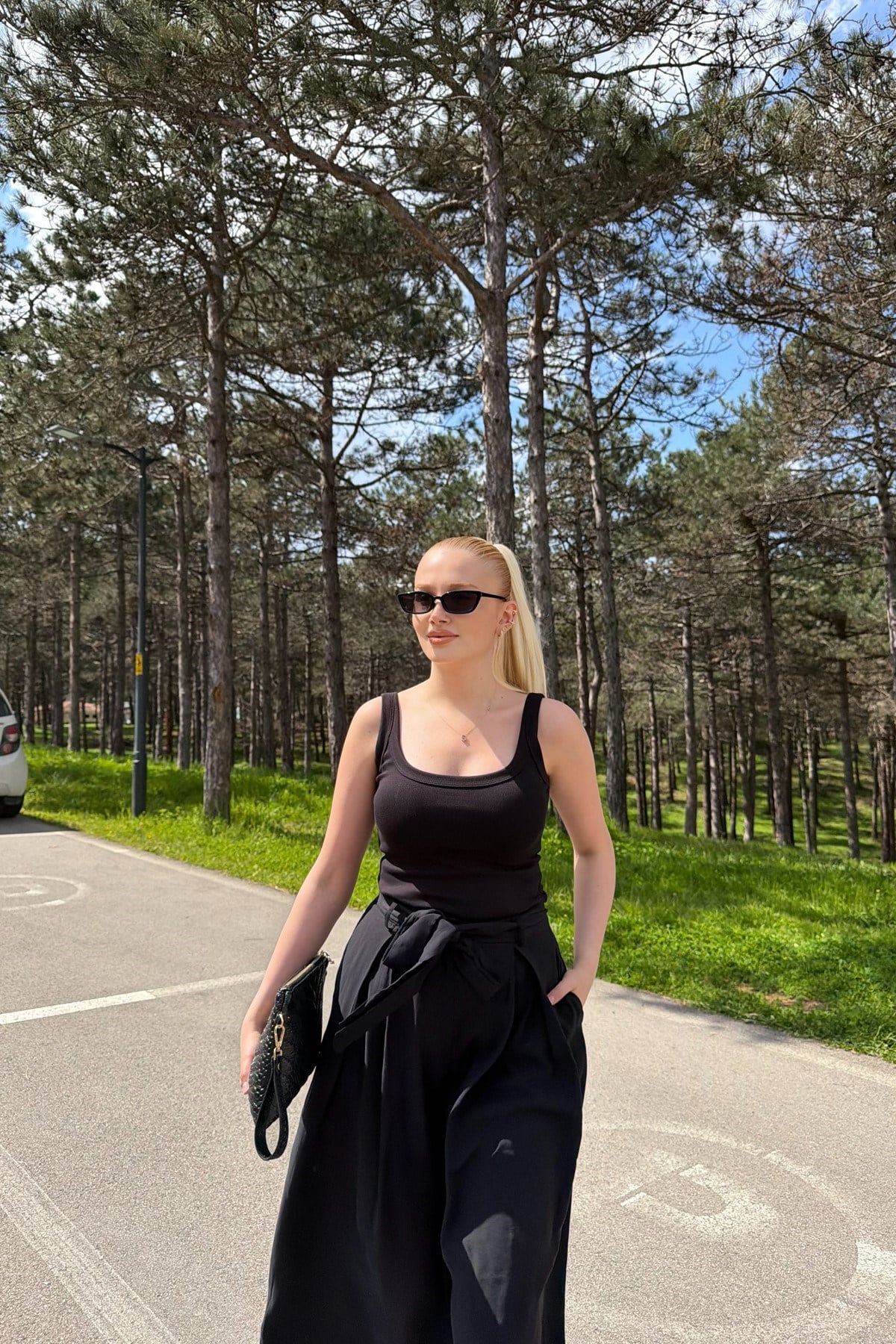 PİLE DETAY KUŞAKLI PANTOLON ETEK