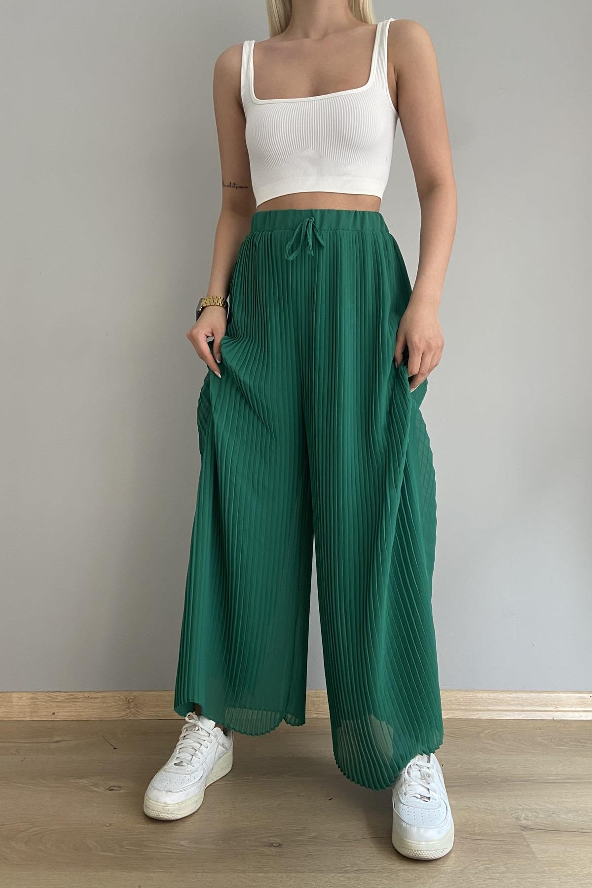PİLİSELİ ŞİFON PANTALON