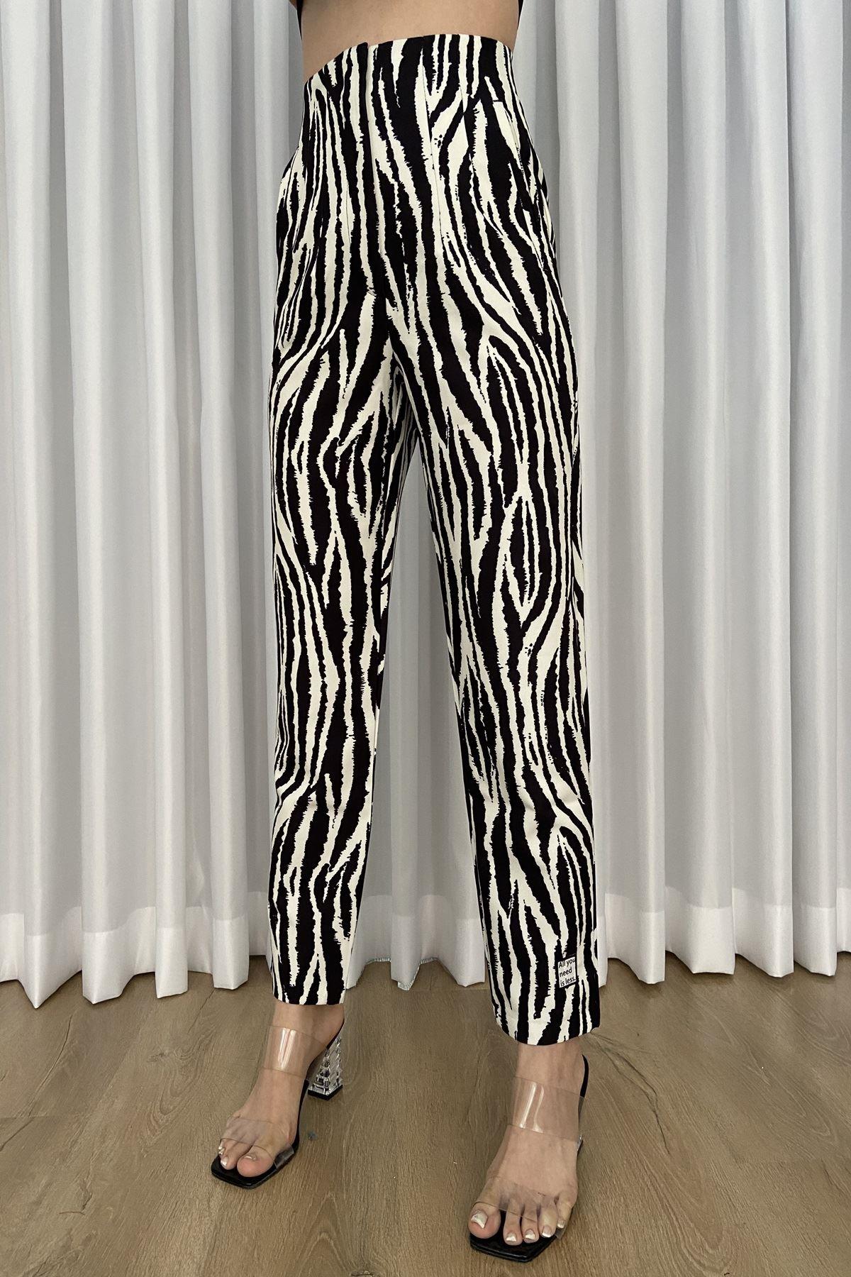 ZEBRA DESENLİ PENSLİ PANTOLON