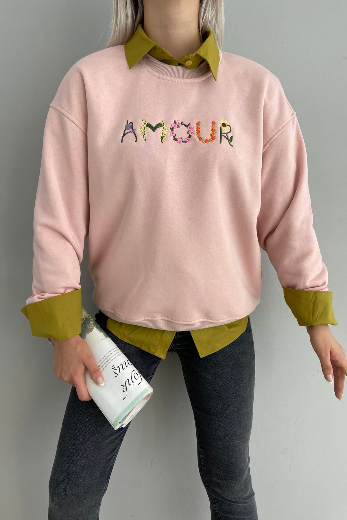 AMOUR NAKIŞLI SWEATSHIRT