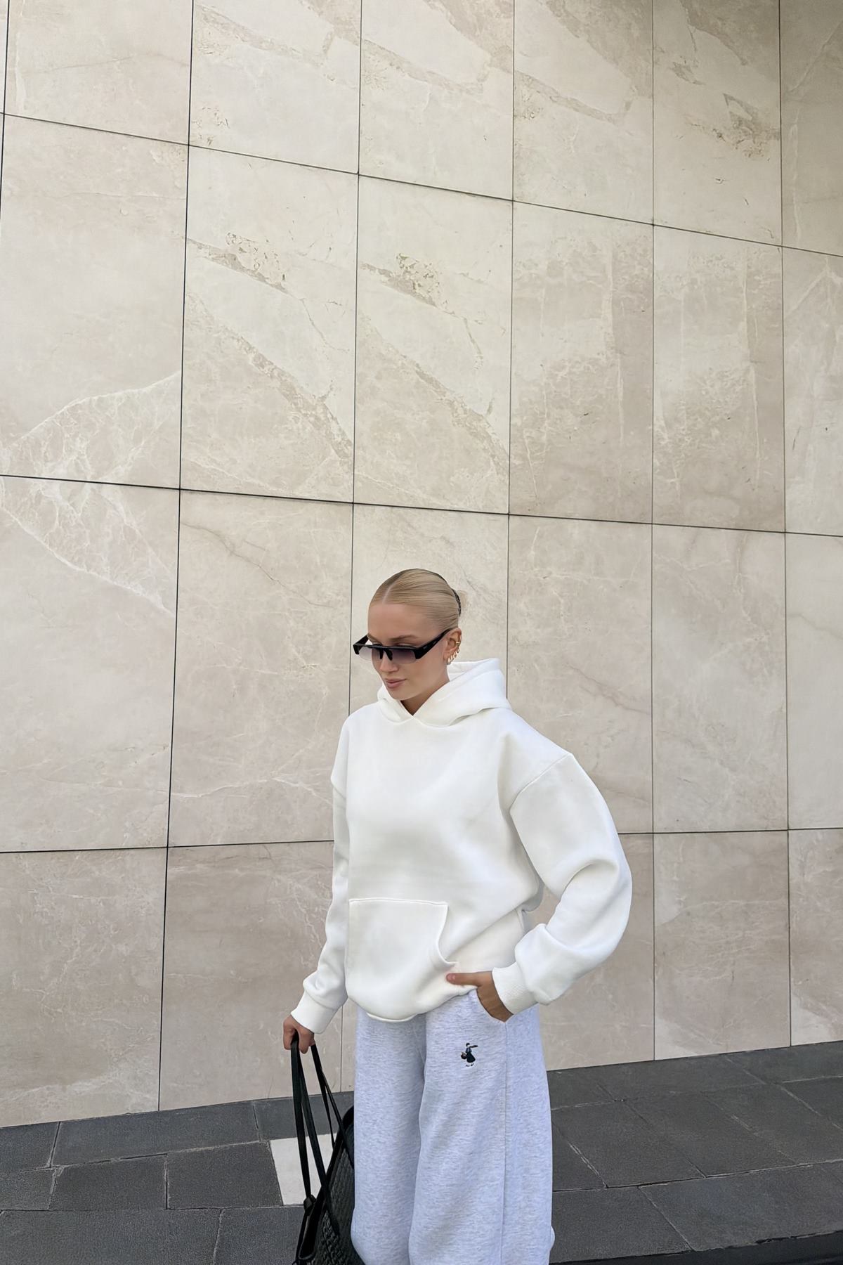 ANGEL TAŞ BASKI DETAY KAPŞONLU SWEATSHIRT