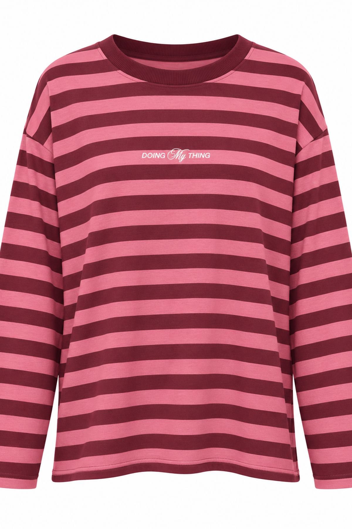 BİSİKLET YAKA ÇİZGİ DETAY SWEAT