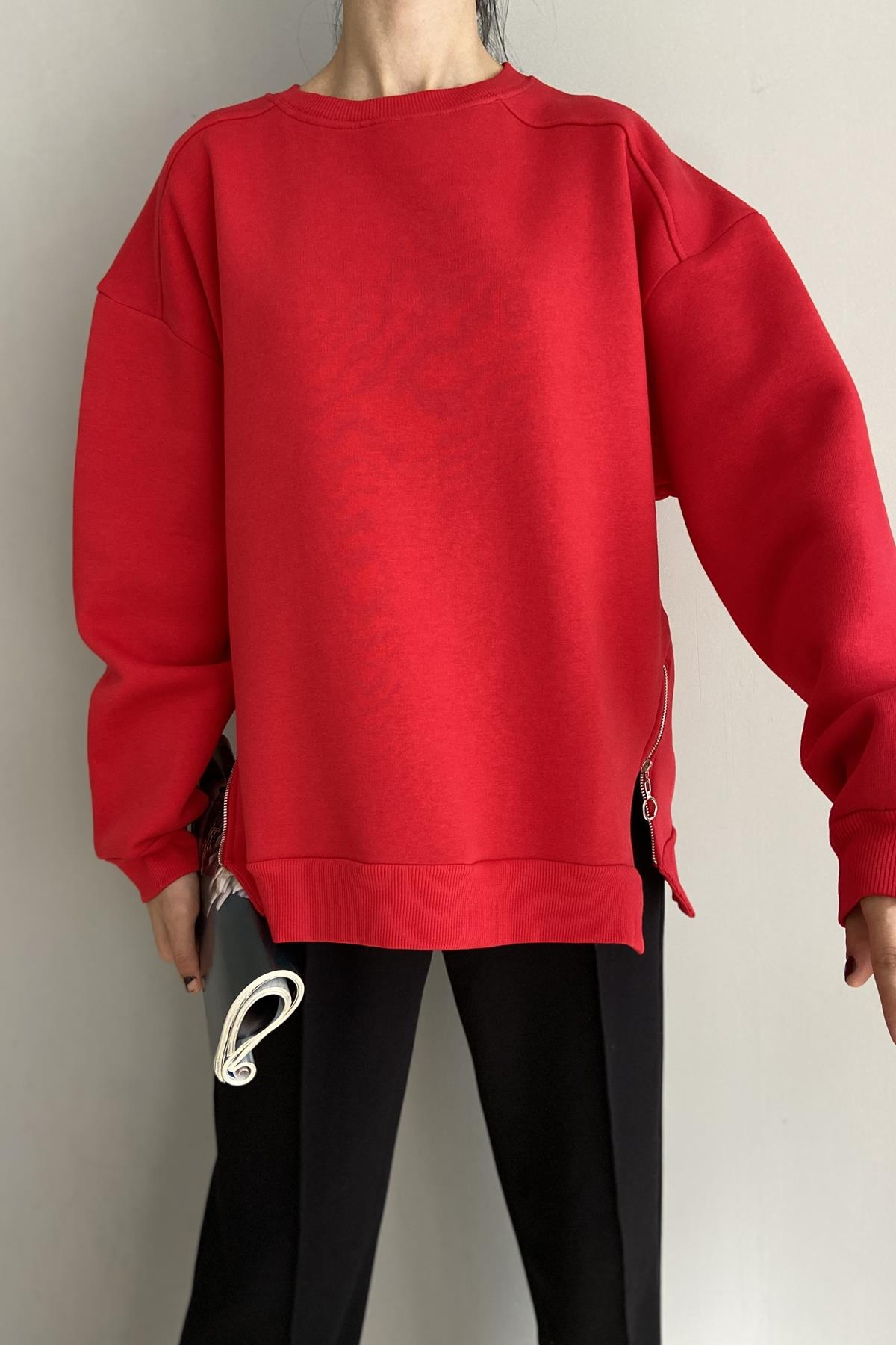 BİSİKLET YAKA FERMUAR DETAYLI SWEATSHIRT