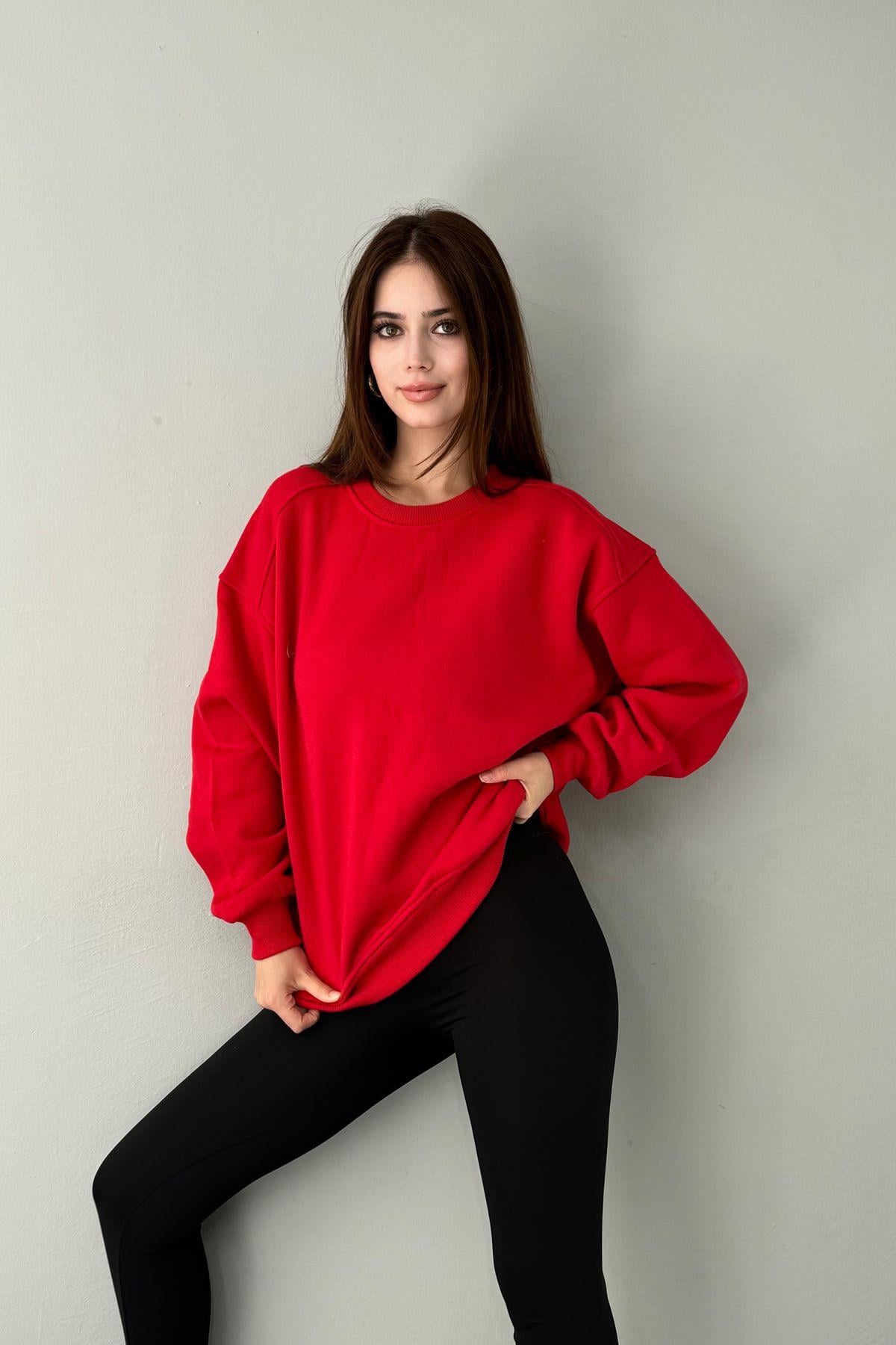 BİSİKLET YAKA OMUZ ROBALI SWEATSHIRT