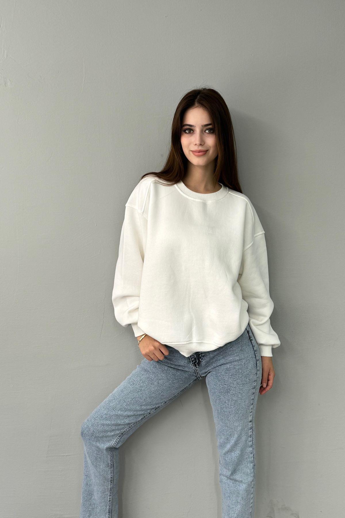 BİSİKLET YAKA OMUZ ROBALI SWEATSHIRT