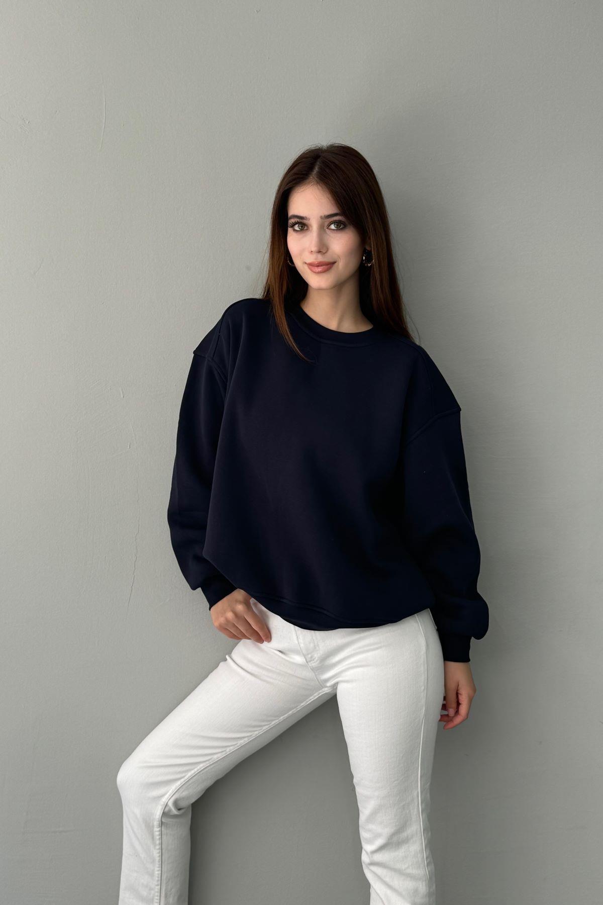 BİSİKLET YAKA OMUZ ROBALI SWEATSHIRT