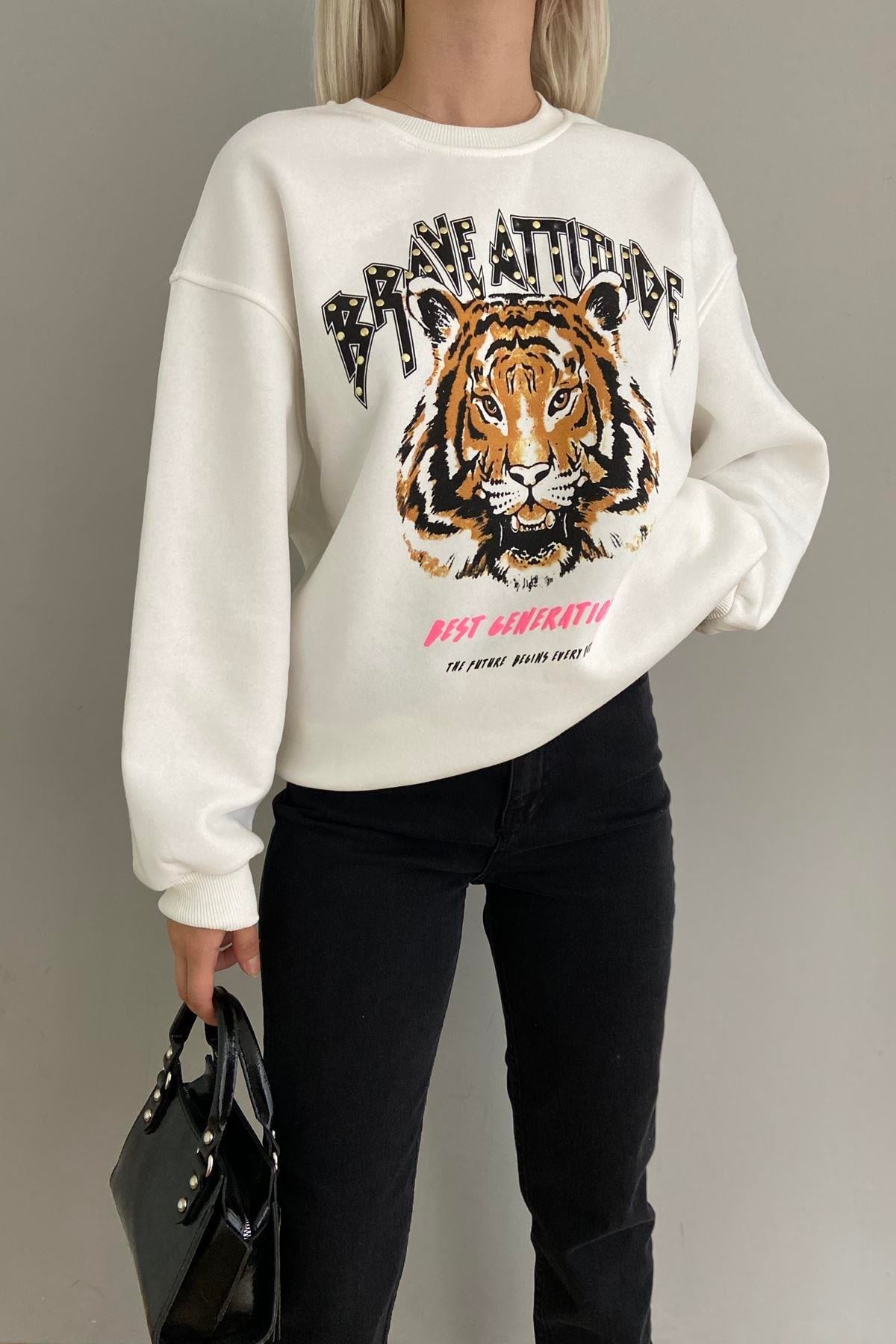 DROPLU KAPLAN BASKILI SWEATSHIRT
