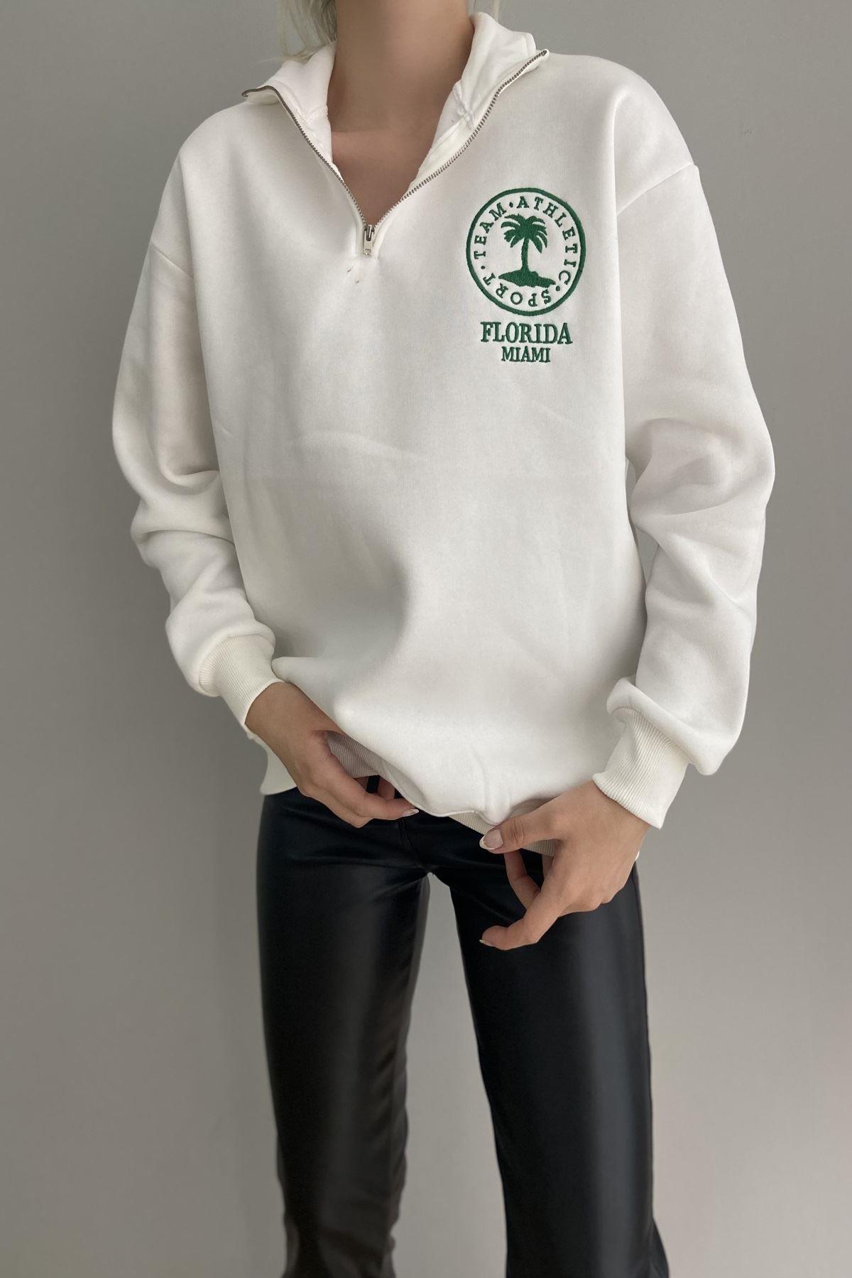 FLORİDA BASKILI FERMUAR DETAY SWEAT