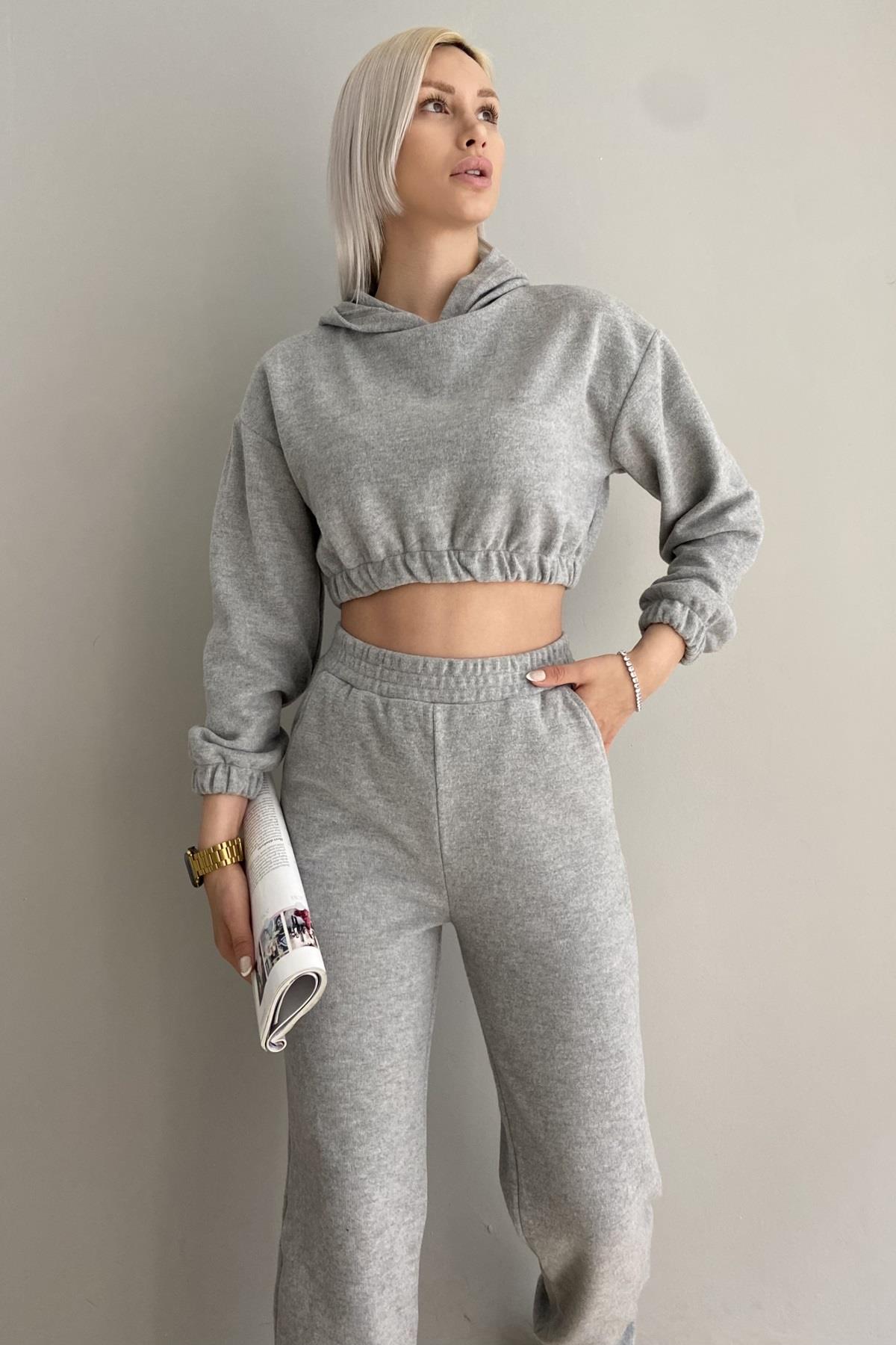 KAPŞONLU CROP SWEAT