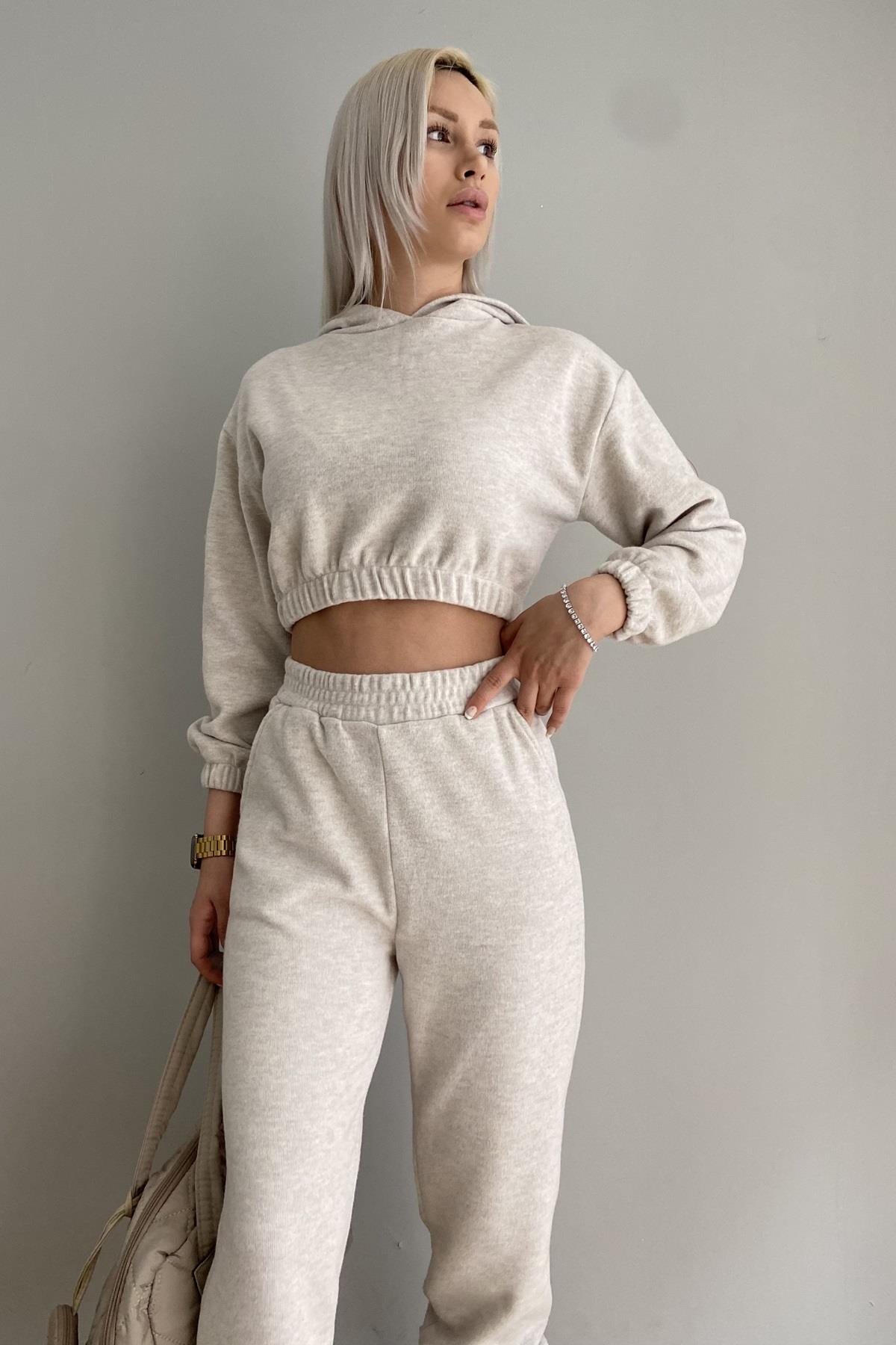 KAPŞONLU CROP SWEAT