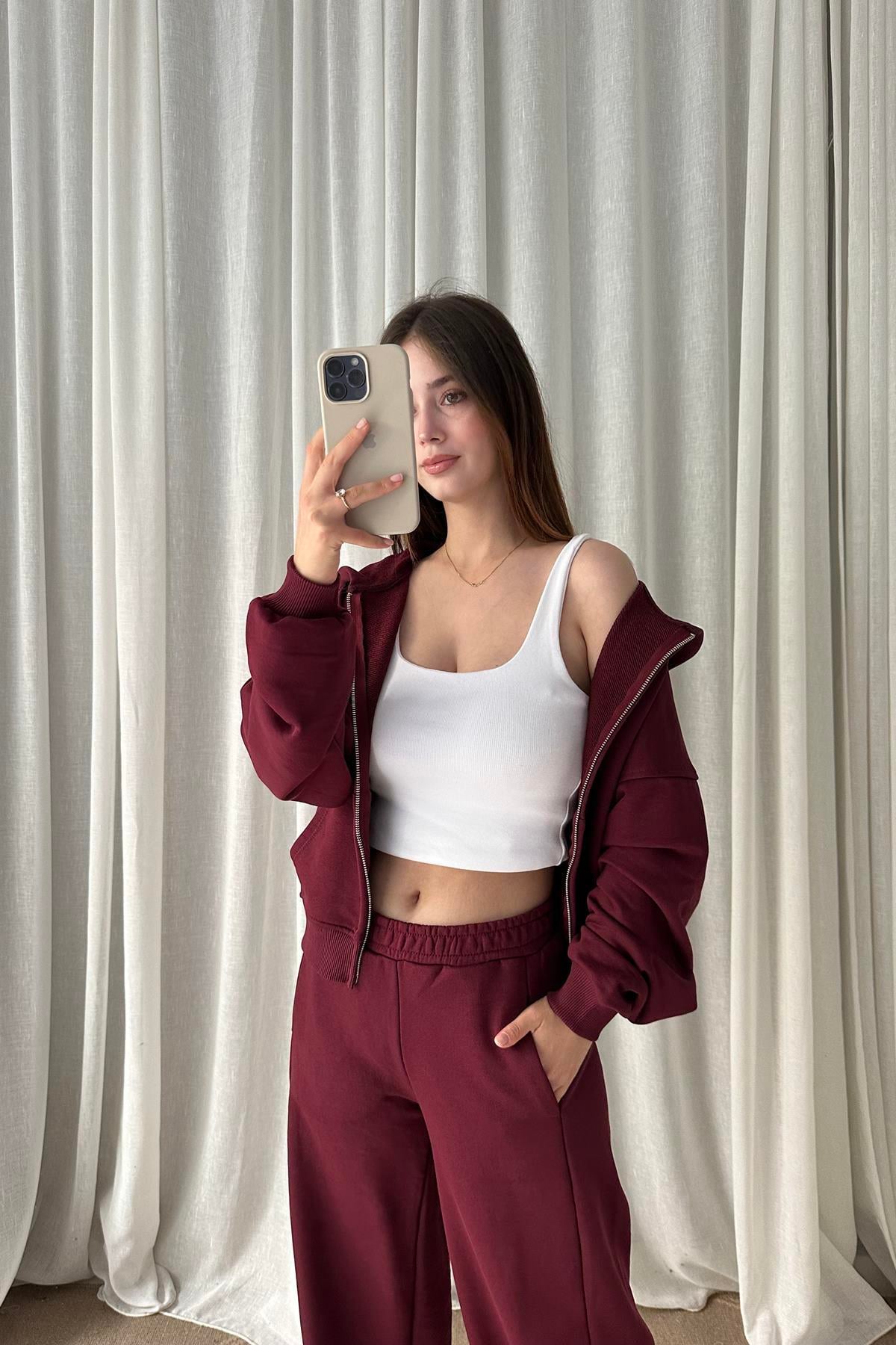 KAPŞONLU FERMUARLI SWEATSHIRT