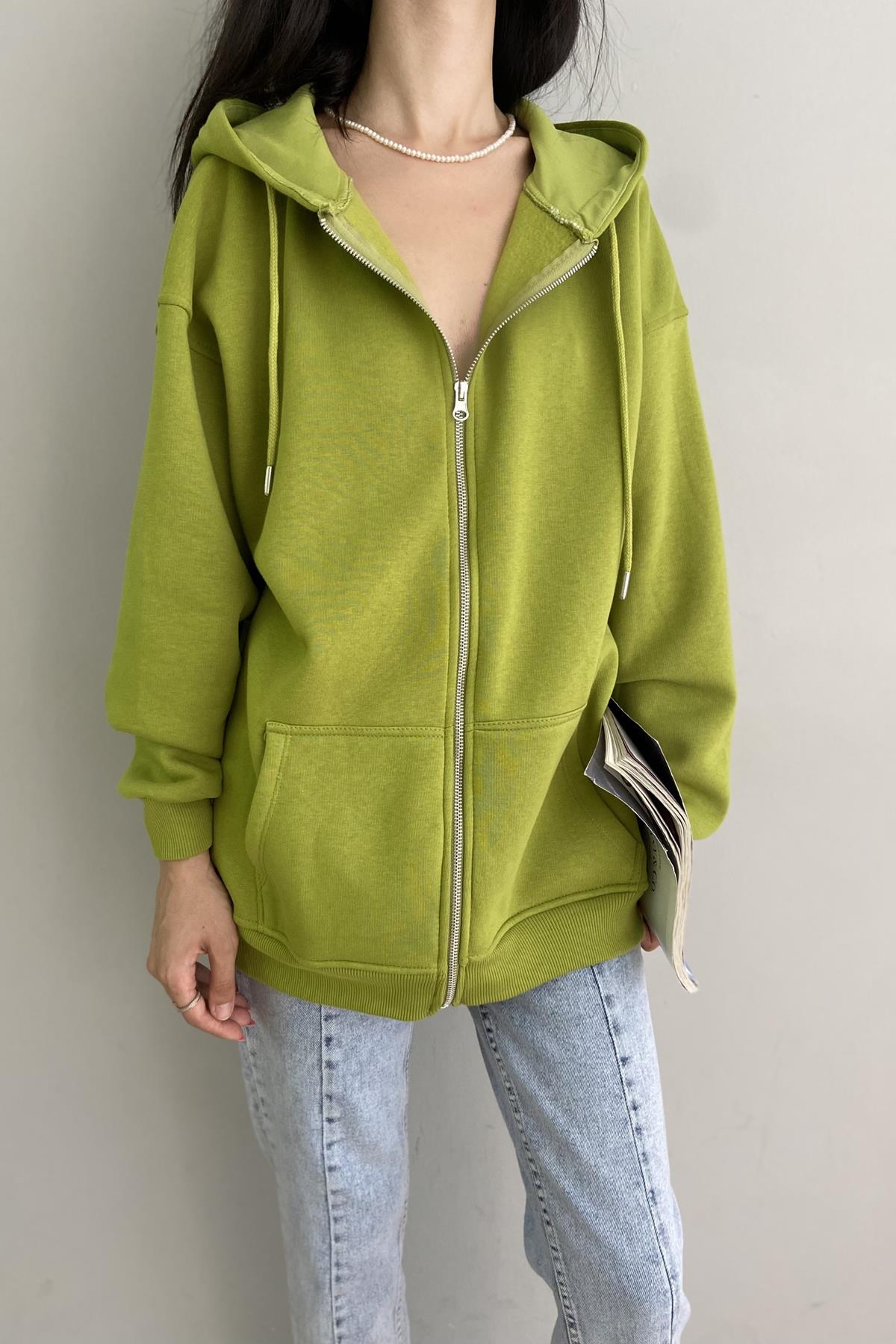 KAPŞONLU FERMUARLU SWEATSHIRT