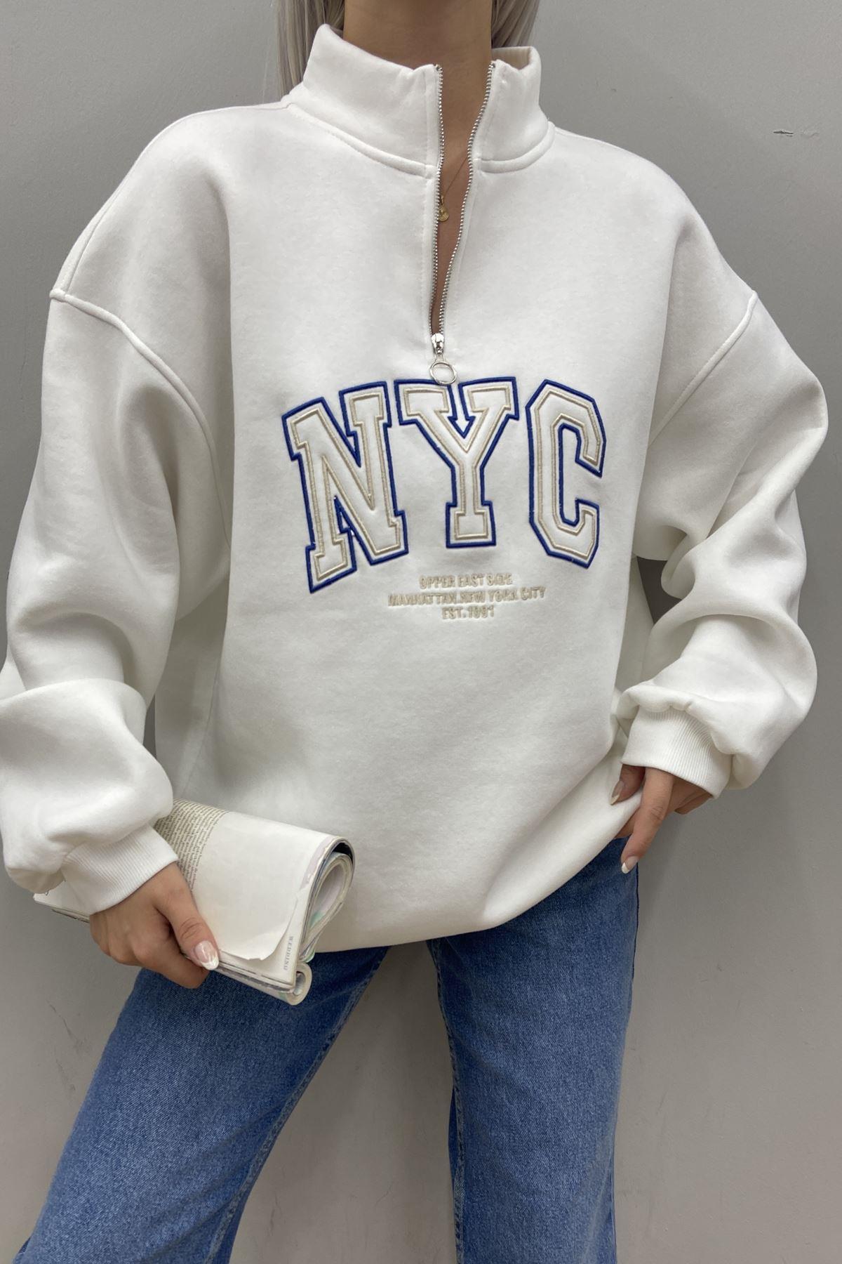 NAKIŞLI FERMUAR DETAY SWEAT