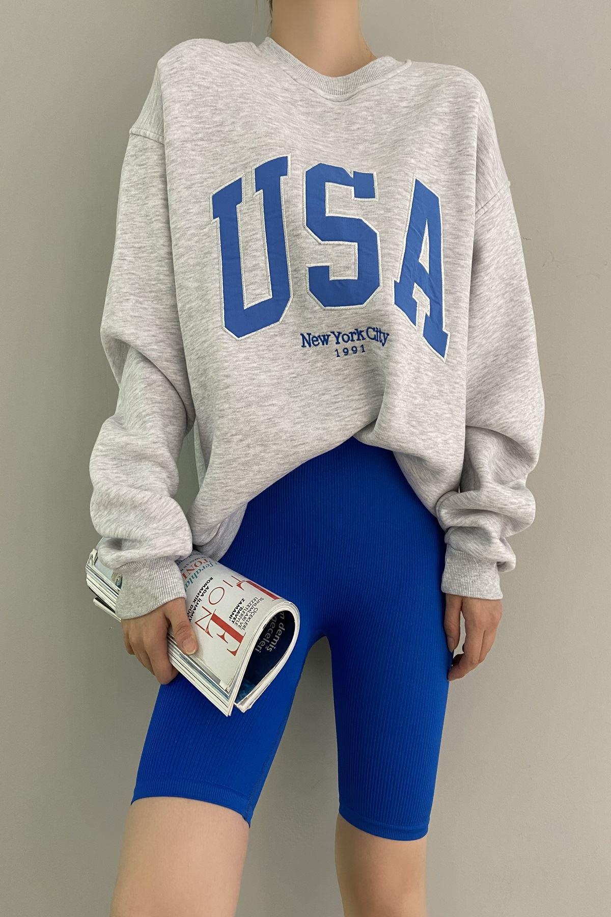 ÖNÜ USA NAKIŞLI OVERSİZE SWEAT