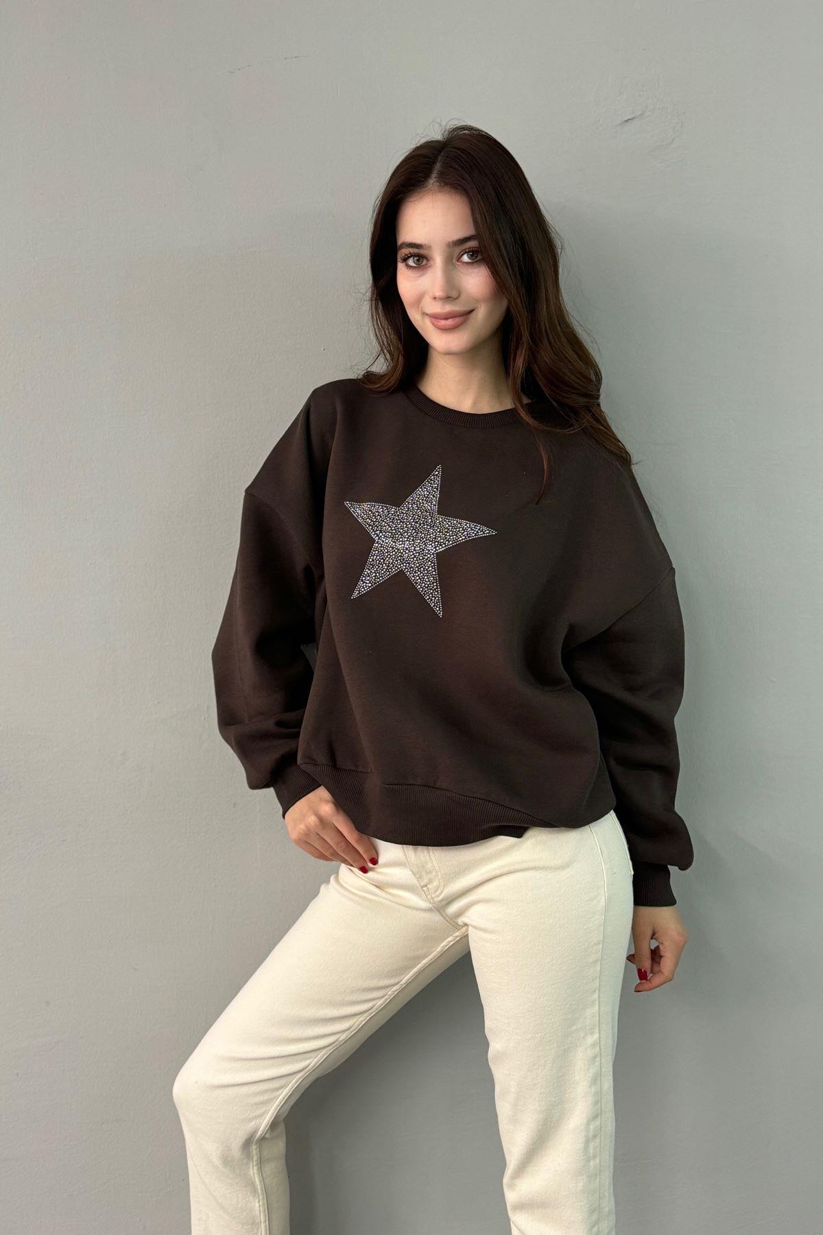 YILDIZ BASKI DETAY SWEATSHIRT