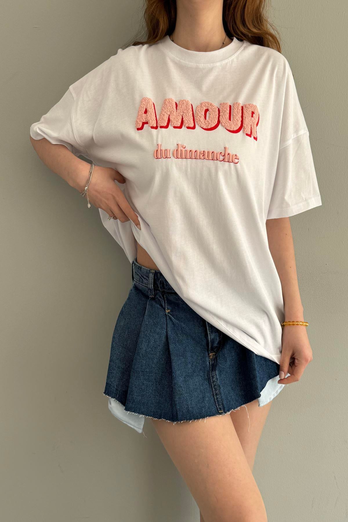 BASKI DETAY OVERSİZE TSHIRT